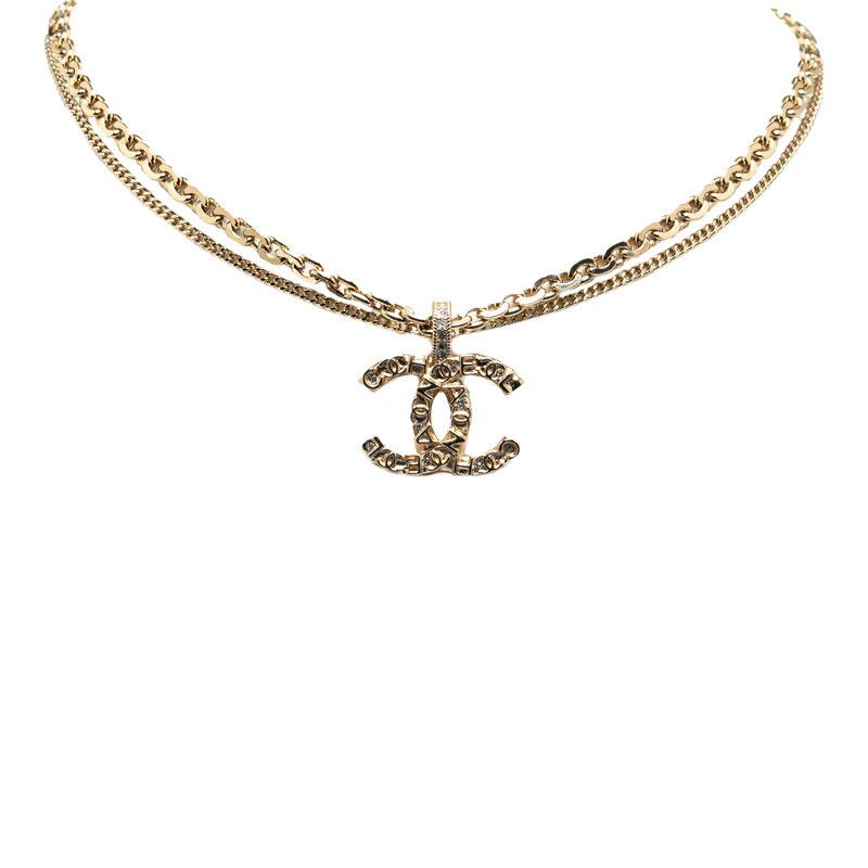 Chanel double chain necklace hotsell