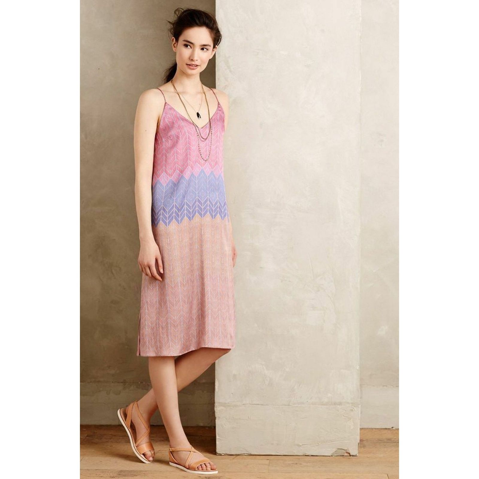 Anthropologie New Anthropologie Morgan Carper Chevron Stripe Slip Dress Size S / US 4 / IT 40 - 1 Thumbnail