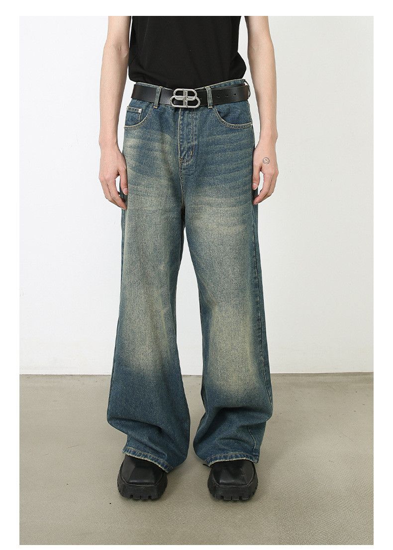 Vintage Retro washed men's Japanese loose straight wide-leg jeans Size US 32 / EU 48 - 1 Thumbnail