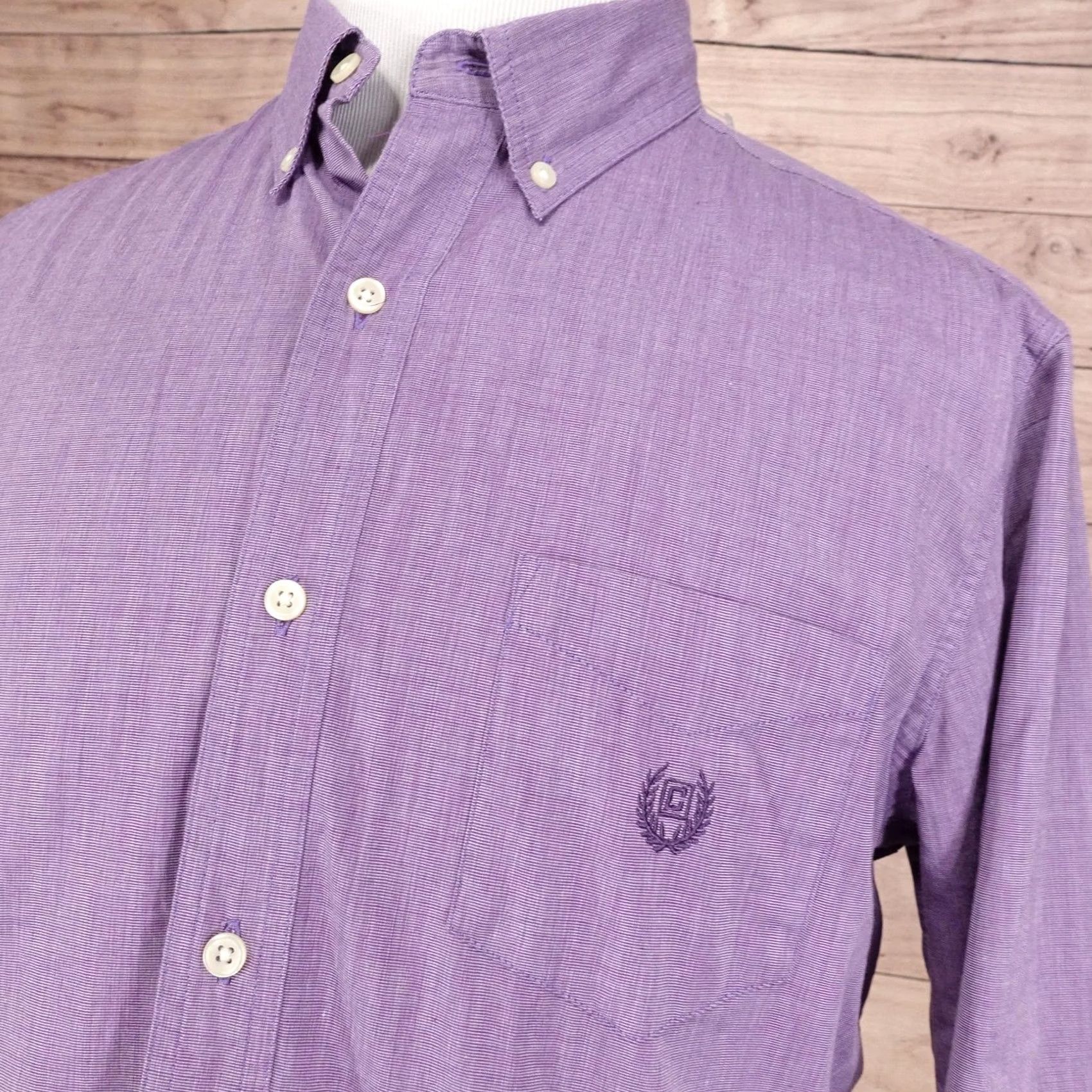 Chaps Chaps Shirt Mens Large Purple Solid Long Sleeve Button Down Easy Care Casual Size US L / EU 52-54 / 3 - 2 Thumbnail