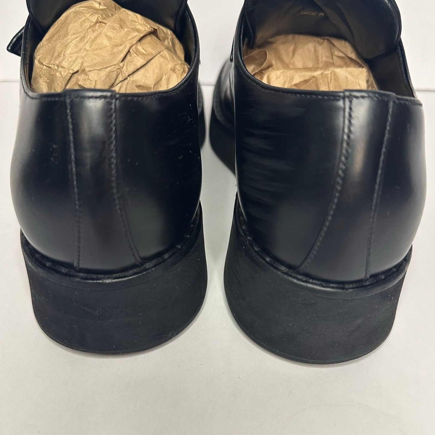 Black Brushed Spazzolato Leather Derby Shoes Size 10 Chunky display picture 1