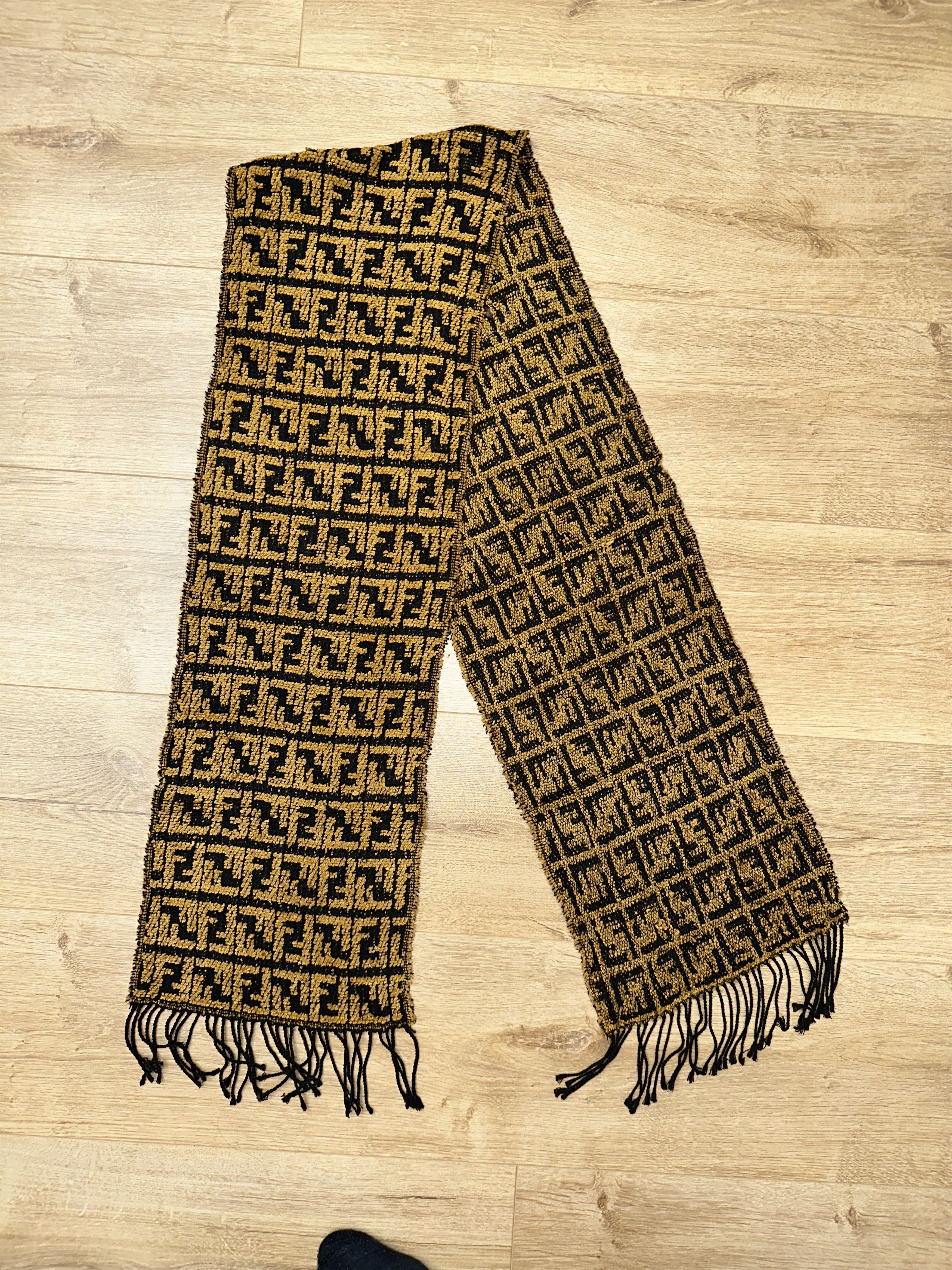 Fendi Gray Fendi Zucca Vintage Wool Scarf 165x30cm Logo Check Size ONE SIZE - 5 Thumbnail