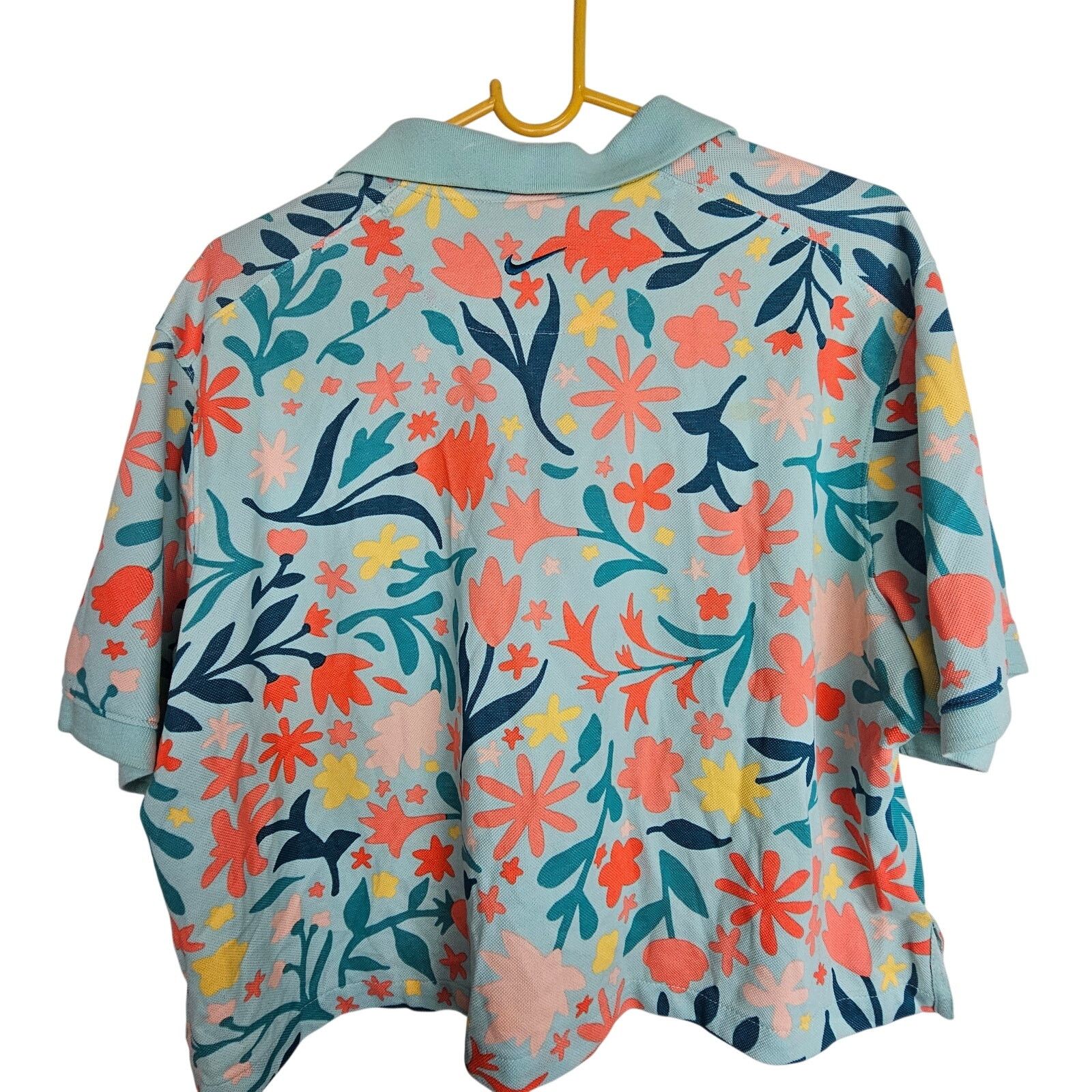 Nike Nike Women Floral Cropped Polo Shirt Dri-Fit Sporty Stretch Size L / US 10 / IT 46 - 8 Thumbnail