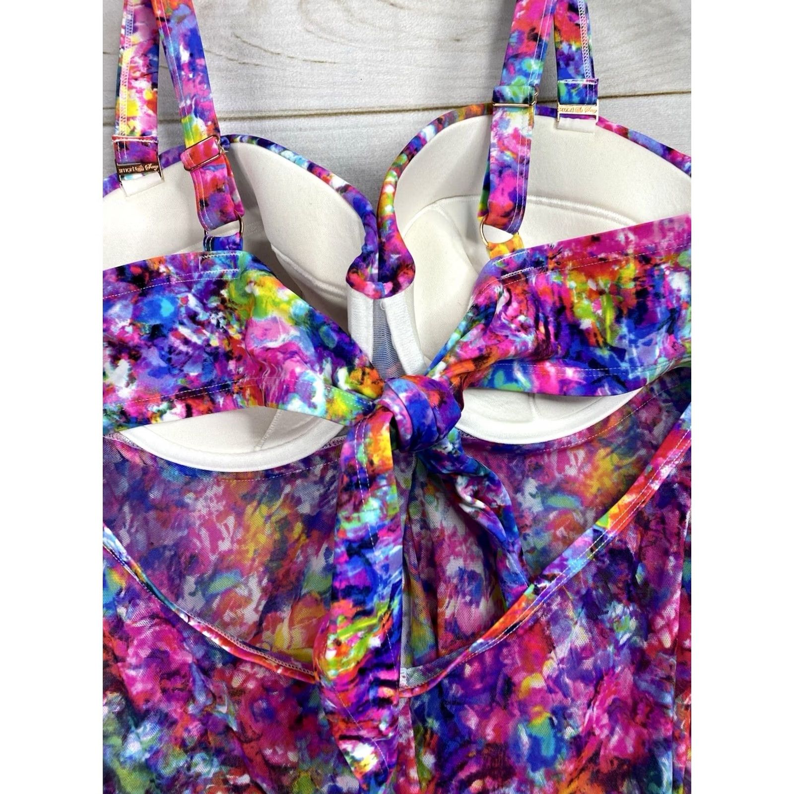 Swims Smart & Sexy Tankini Top Womens Tankini 38D Multicolor Tie Dye Underwire Beach Swimwear Adjustable Padded Size XS / US 0-2 / IT 36-38 - 4 Thumbnail