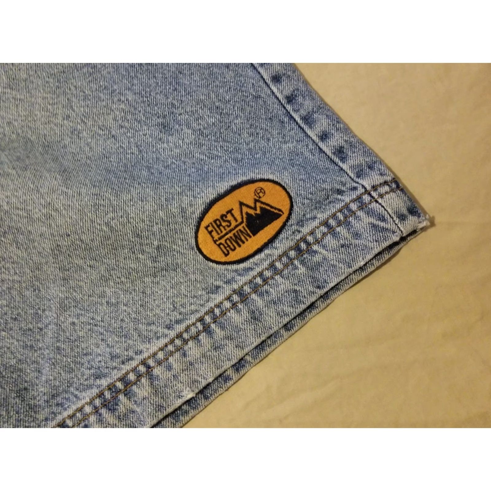 Vintage VINTAGE First Down Mens Bermuda Shorts Denim 34 32 90s Hip Hop Blue Cotton Baggy Pocket 5-Pocket Style Casual Summer Spring Mens Size US 34 / EU 50 - 5 Thumbnail