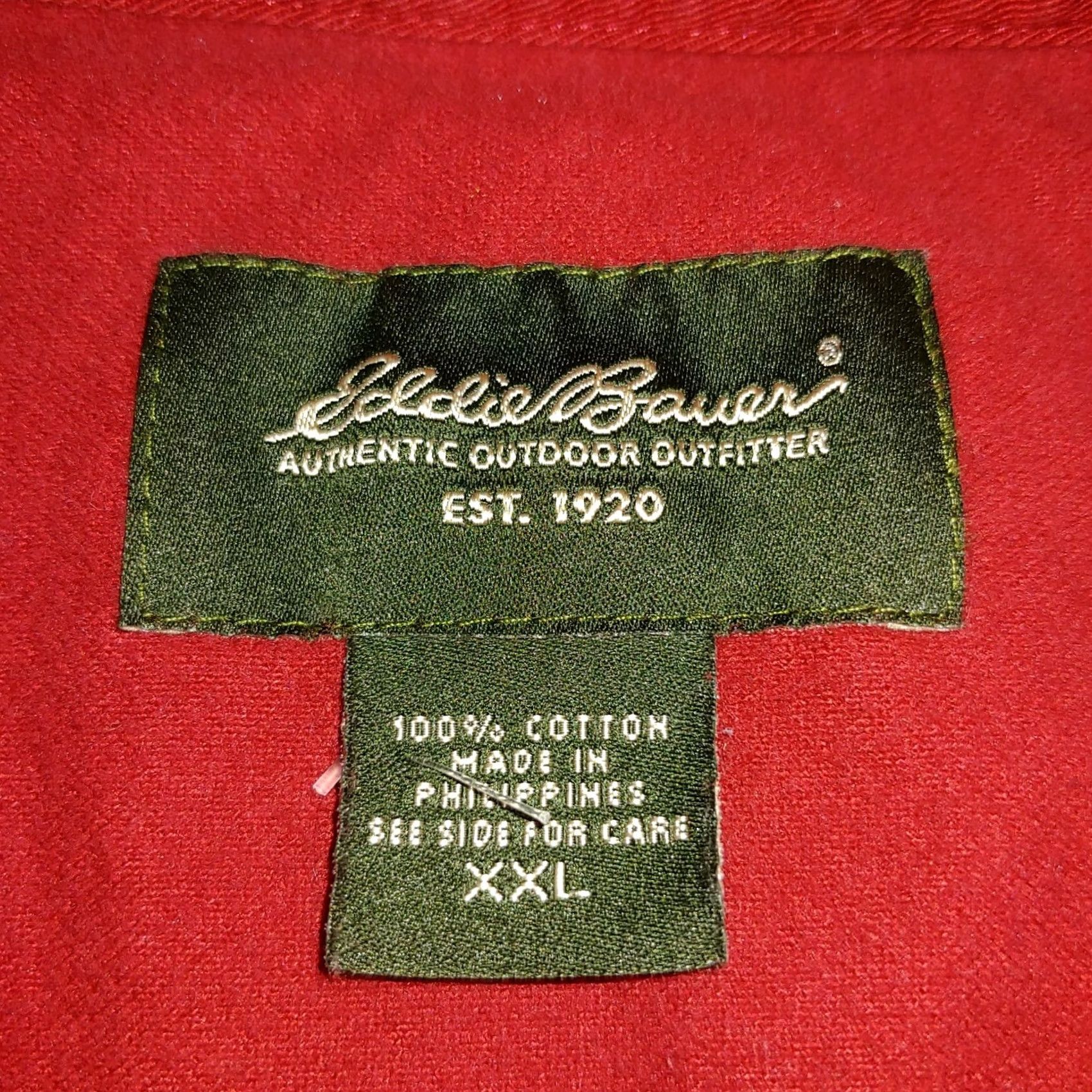 Eddie Bauer VINTAGE Eddie Bauer Chamois Flannel Shirt XXL Long Sleeve Red Cotton Workwear Work Size US XXL / EU 58 / 5 - 4 Thumbnail