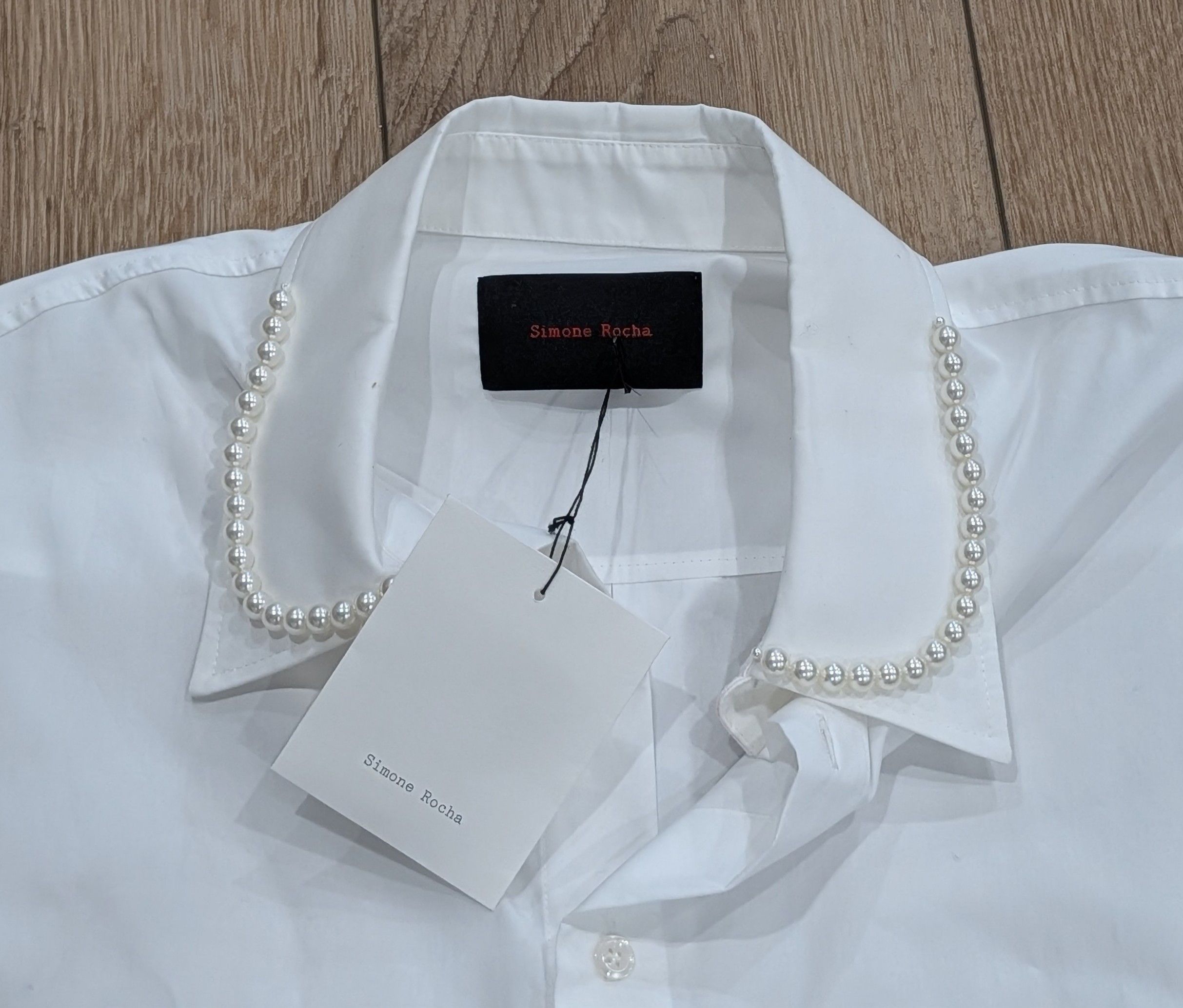 Simone Rocha SIMONE ROCHA Lace Trim Stripe Sport Shirt White/Blue Large Size US L / EU 52-54 / 3 - 2 Thumbnail