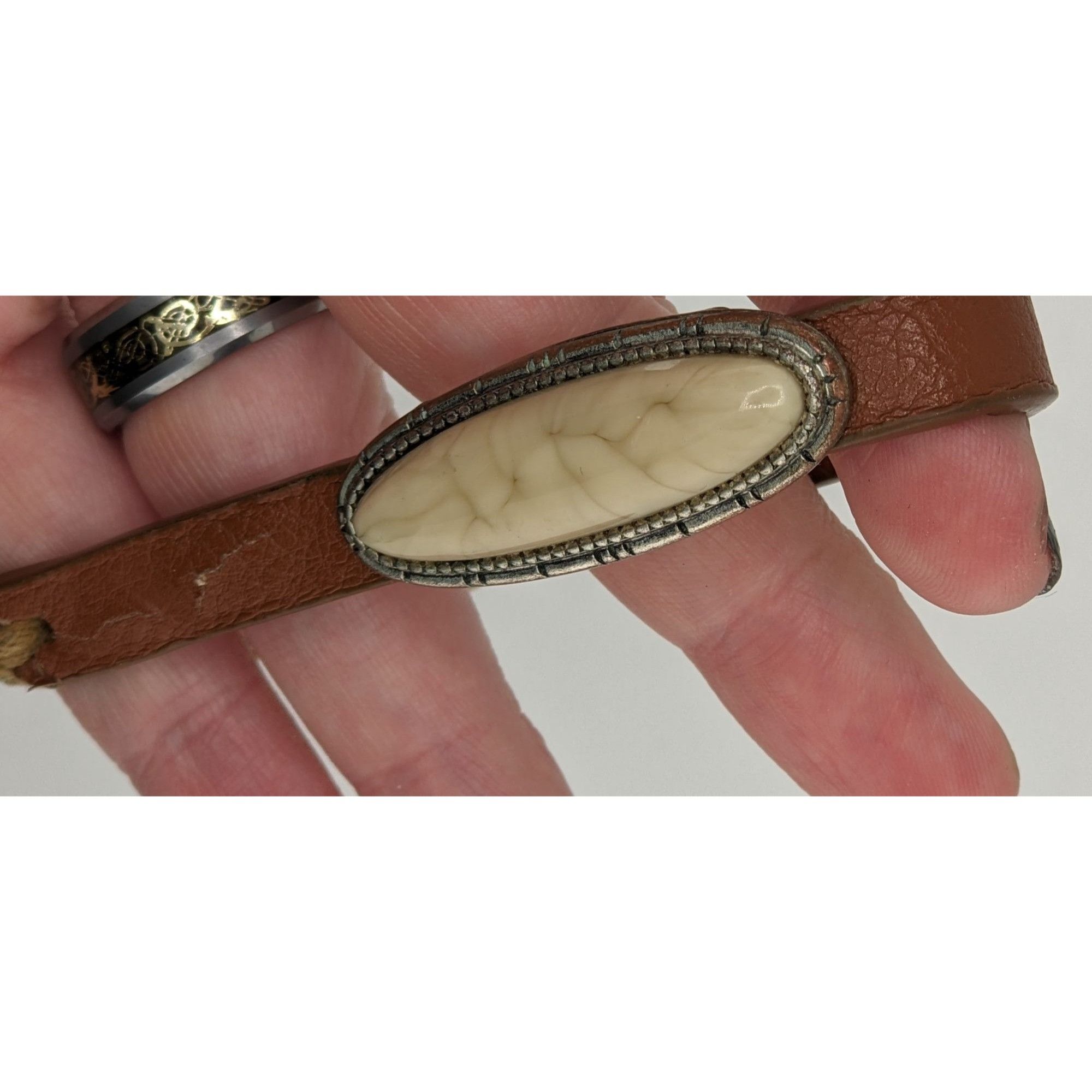 Other Boho Leather Bracelet With Faux Stone & Adjustable Cord Size ONE SIZE - 4 Thumbnail