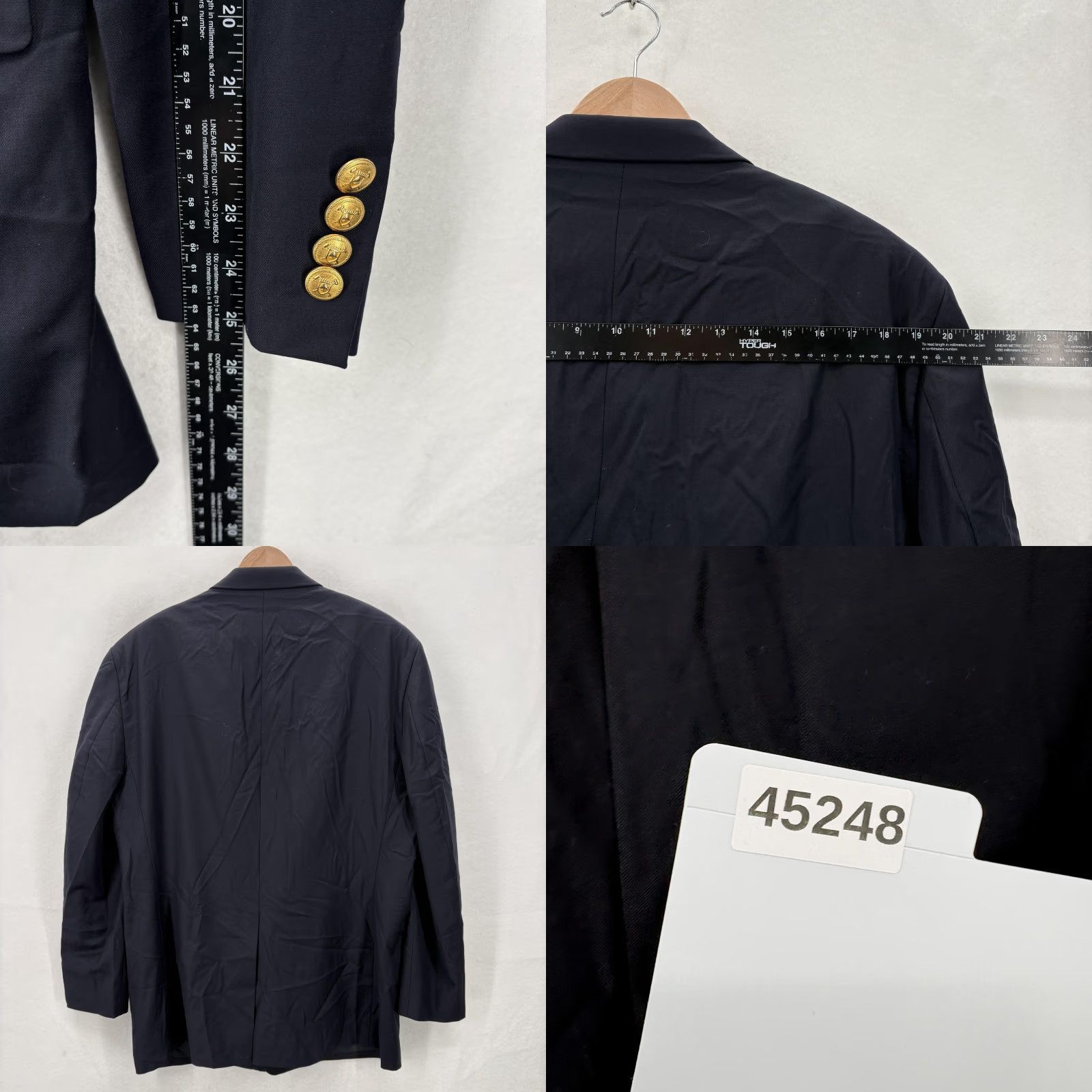 Ralph Lauren VINTAGE Lauren Ralph Lauren Blazer Mens 46R Navy Wool Gold Button Sport Coat Nautical Size 46R - 9 Thumbnail