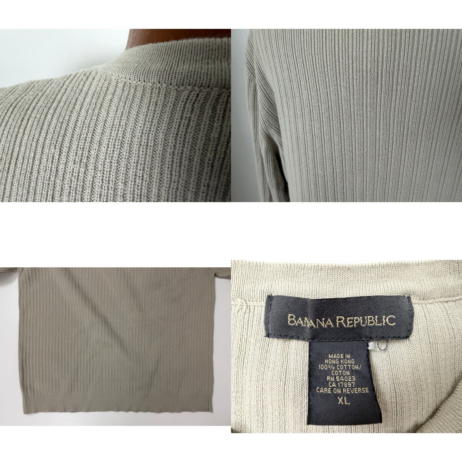 Banana Republic Banana Republic Ribbed Shirt Men XL Beige Cotton Vintage Y2K 90s Preppy Heavyweight Knit Crew Neck T-Shirt - Regular Fit Size US XL / EU 56 / 4 - 8 Thumbnail