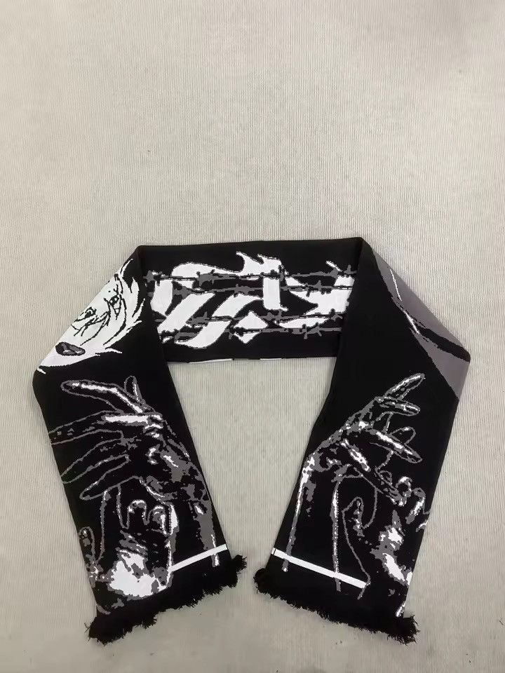 Japanese Brand Anime Cartoon Double Sided Y2k Printed Scarf Size ONE SIZE - 4 Thumbnail