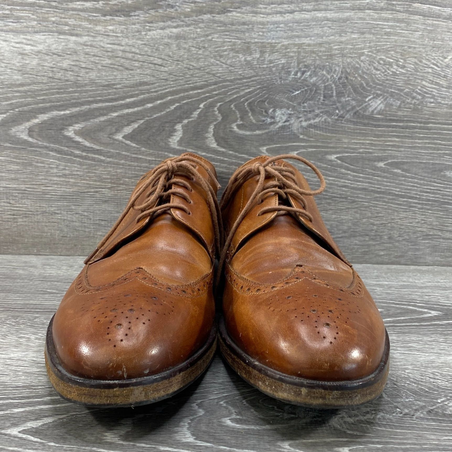 Cole Haan Cole Haan C24168 Harrison British Tan Leather Grand Os Wingtip Oxfords Size 11 M Size US 11 / EU 44 - 4 Thumbnail