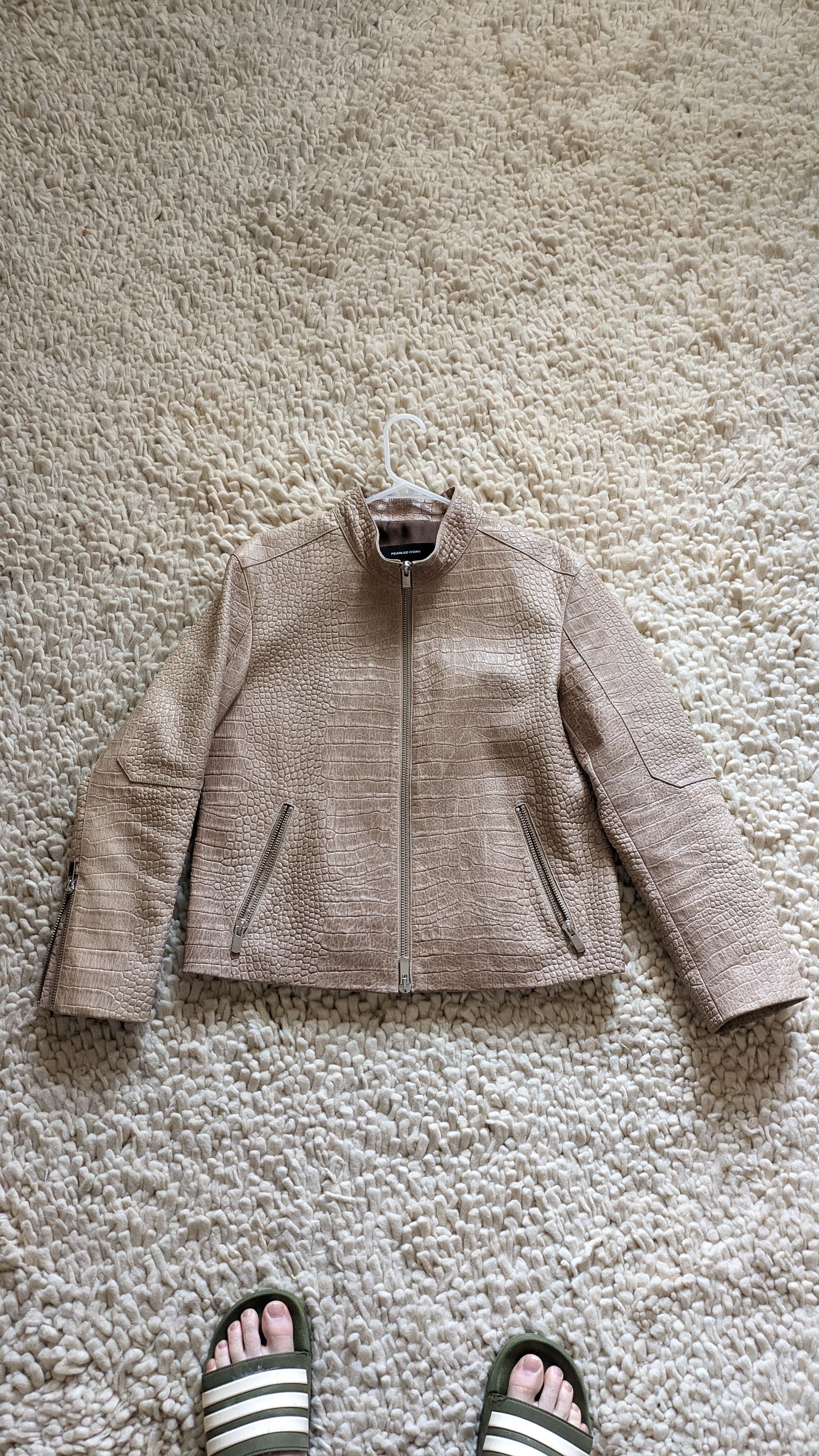 image of Pearled Ivory Everglade Leather Jacket in Cream, Men's (Size Small)