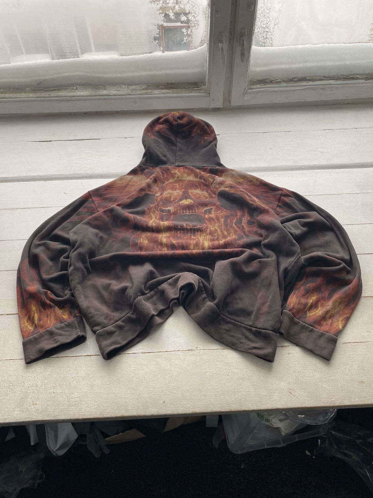Japanese Brand 🔥Opium Punk Spiral Full Flame Skull Gothic Hoodie oversized Size US XL / EU 56 / 4 - 23 Thumbnail