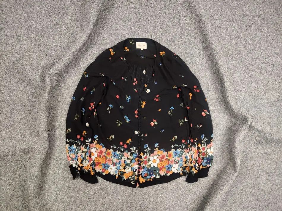 Sezane Paris design Flowers Pattern Viskoze Blouse Cardigan