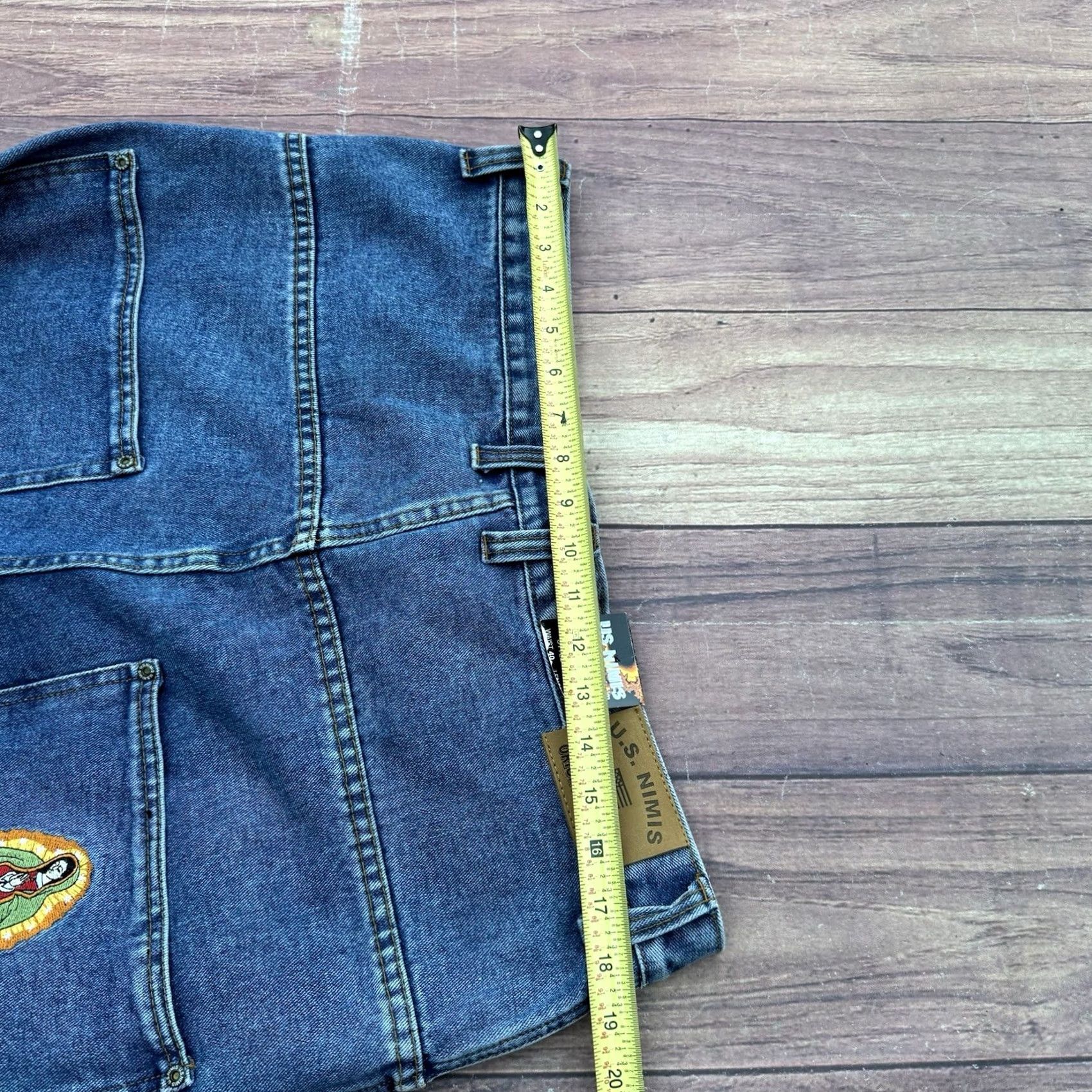 JNCO VINTAGE Nimis Virgin Mary Blue Jeans Jnco Style Wide Leg Mens Size 40x28 Denim Jeans White Logo 90s Grunge Hip Hop Y2K Boys Mens Size US 40 / EU 56 - 7 Thumbnail