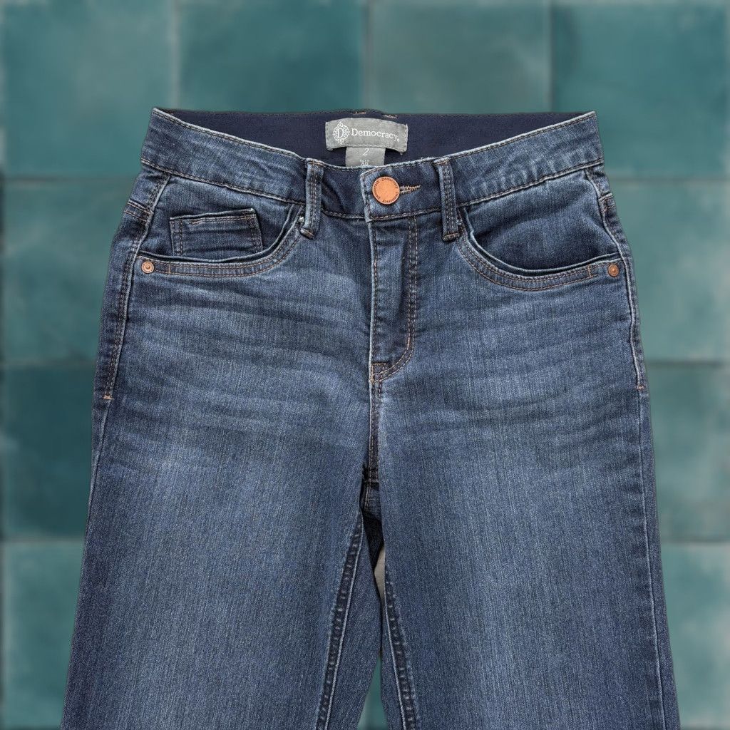 Vintage Democracy Jeans Women 2 Blue AB Technology Straight Leg Denim Raw Hem Ankle Size 26" / US 2 / IT 38 - 1 Thumbnail