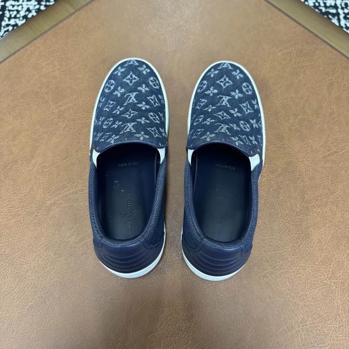 Louis Vuitton Louis Vuitton Blue Canvas Slip-On Sneakers -2508 Size US 6.5 / EU 39-40 - 6 Thumbnail
