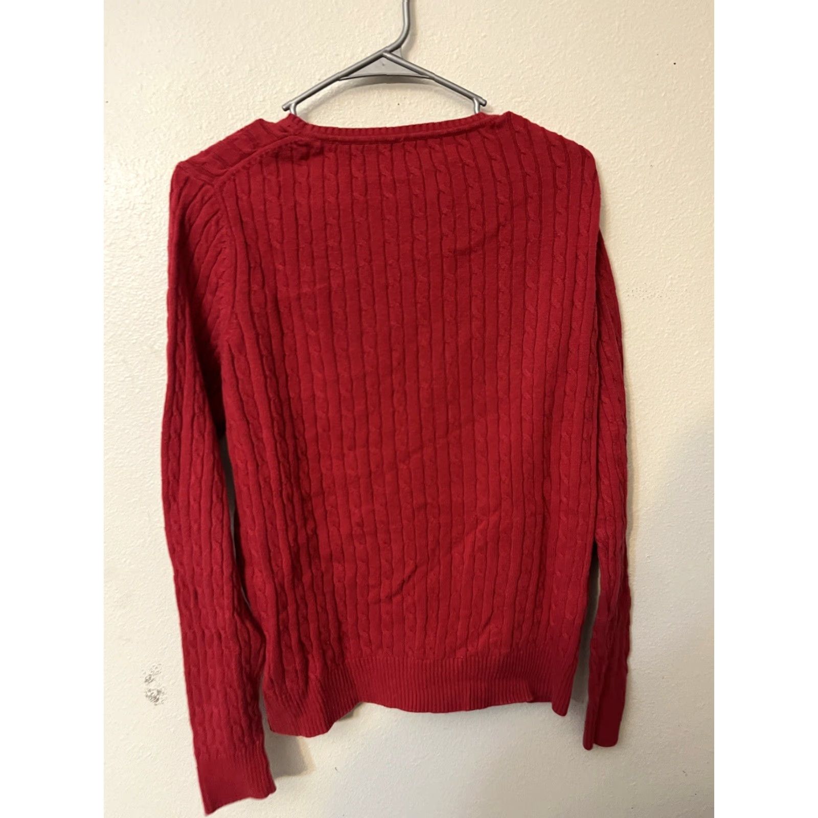 Izod IZOD Women's Sweater Large Red Cable Knit Long Sleeve Crewneck Pullover Casual Size L / US 10 / IT 46 - 3 Thumbnail