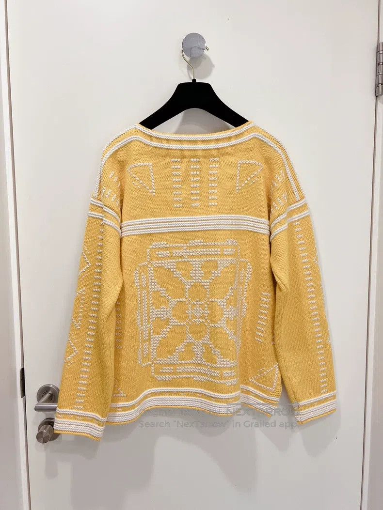 Hermes Hermes Yellow and White Mixed Colorwork Sweater Size XXS / US 00 / IT 34 - 2 Thumbnail