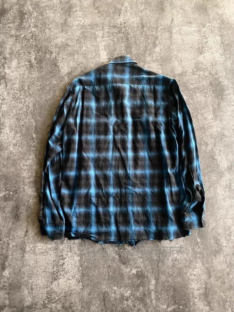 Saint Laurent Paris Saint Laurent Paris Blue and Black Washed Frayed Plaid Shi Size US XL / EU 56 / 4 - 2 Thumbnail