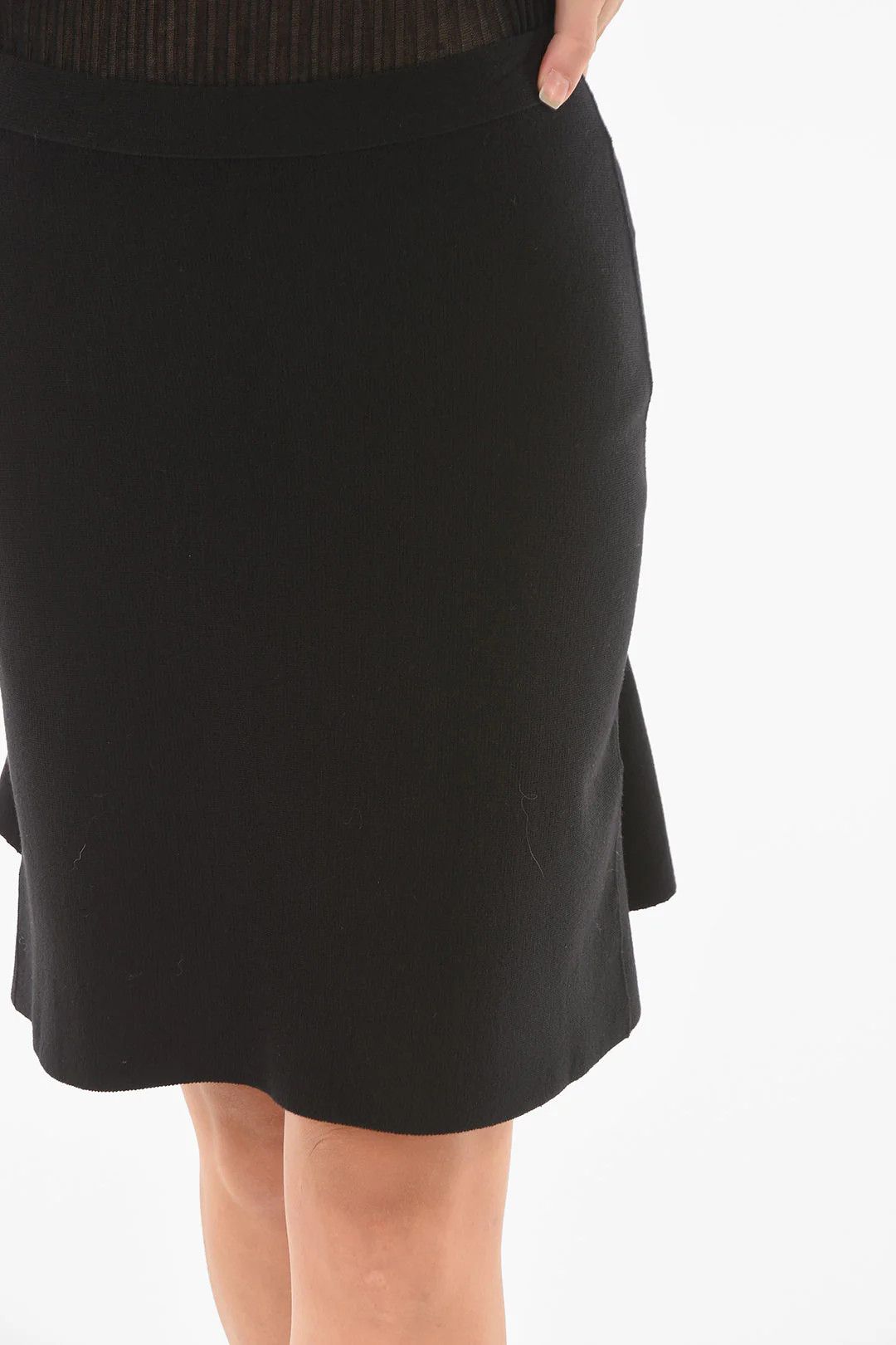 Bottega Veneta og1mm0426 Stretch Wool Godet Mini Skirt in Black Size 28" / US 6 / IT 42 - 3 Thumbnail