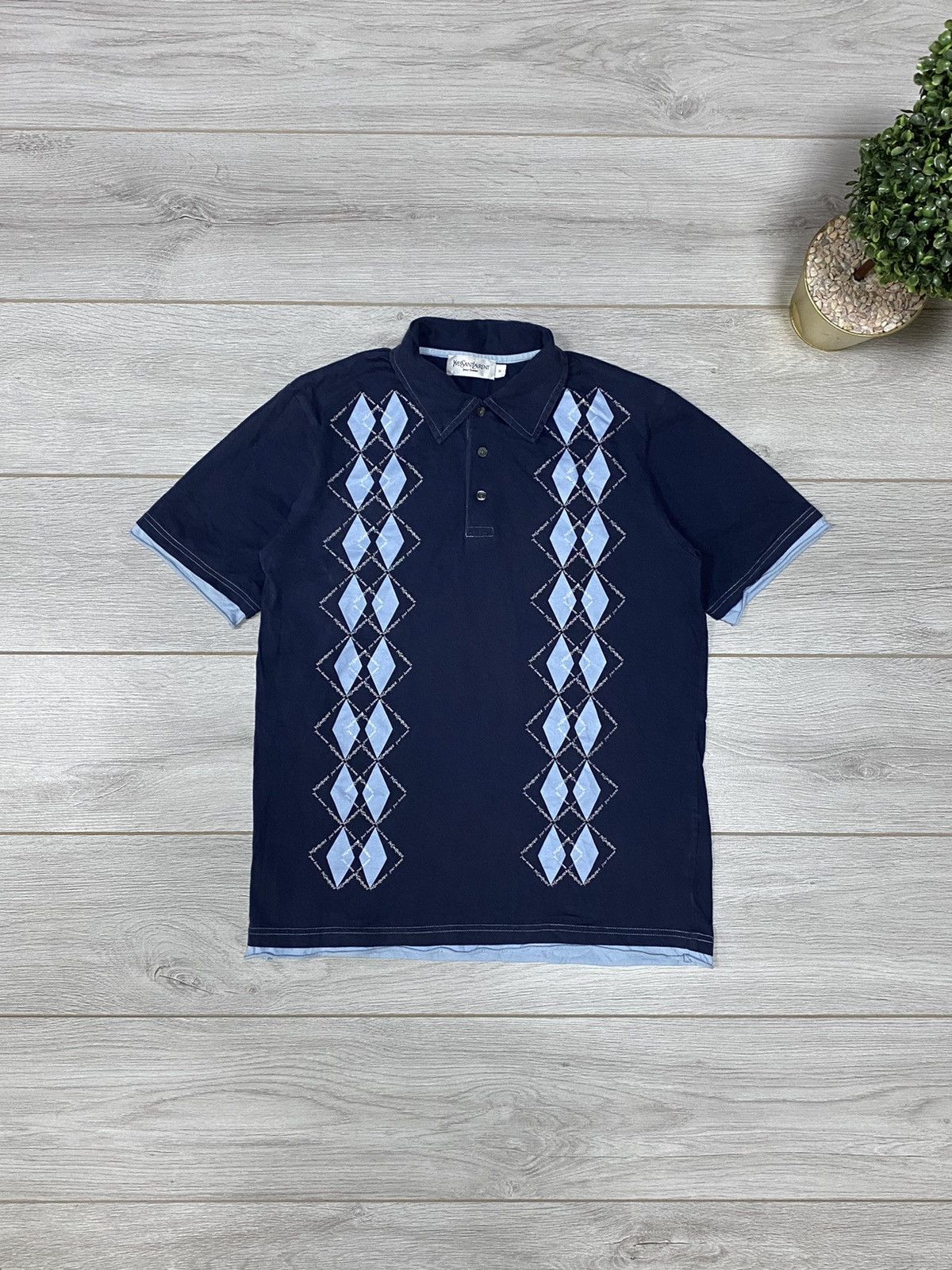 Yves Saint Laurent Yves Saint Laurent vintage monogram striped polo pour homme Size US M / EU 48-50 / 2 - 1 Thumbnail