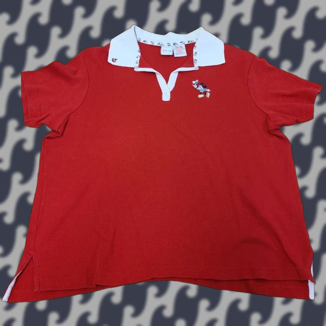 Disney VINTAGE Disney Polo Shirt Women Size XL Red Mickey Mouse 90s Polo Shirt Womens Regular Cotton Short Sleeve Collared Shirt Size XL / US 12-14 / IT 48-50 - 1 Thumbnail