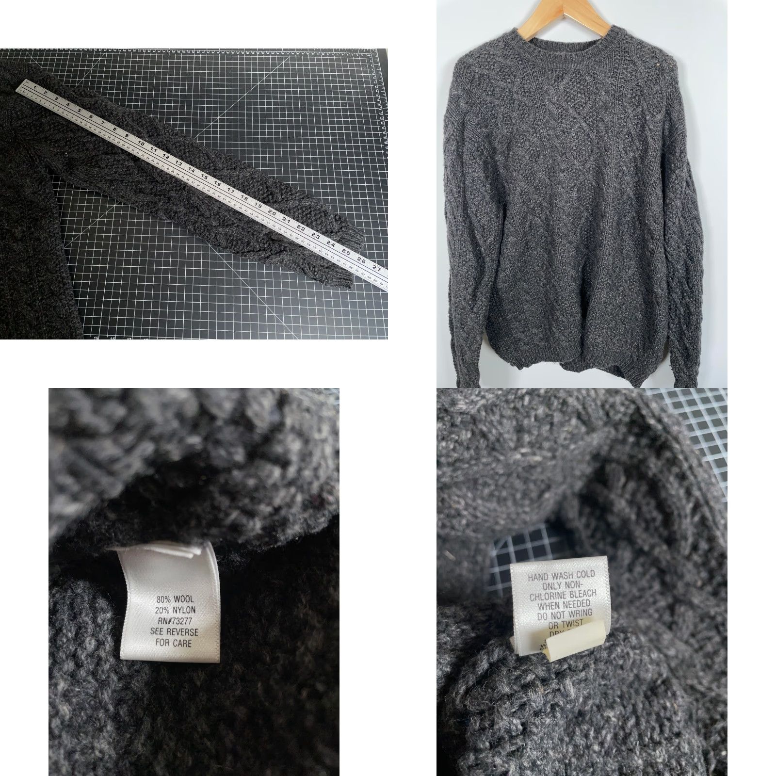 Vintage Sonoma Heavyweight Cable Knit Sweater Adult XL Charcoal Gray Crewneck Preppy Mens Size US XL / EU 56 / 4 - 8 Thumbnail