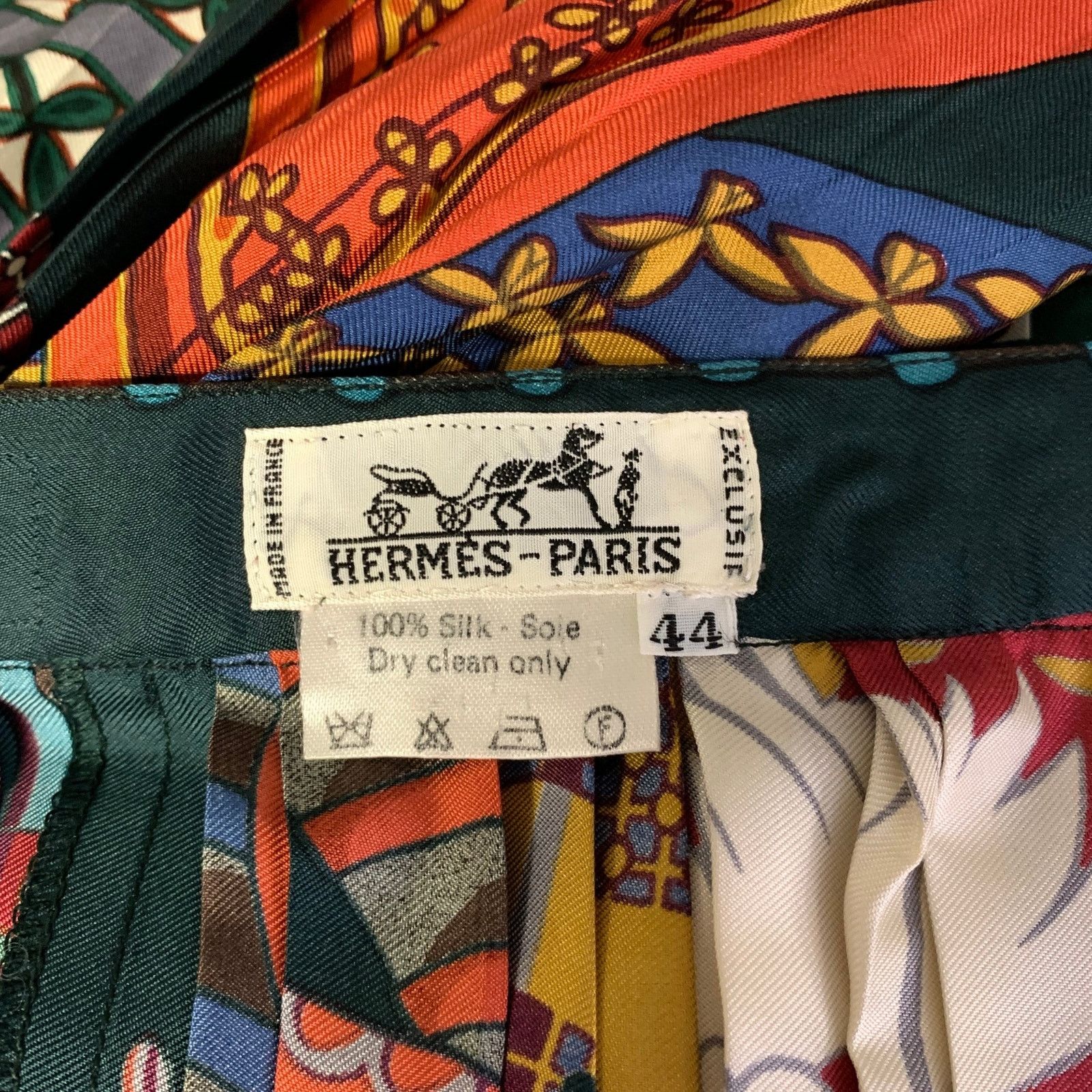 Hermes HERMES Size 12 Multi-Color Silk Pleated Knee-Length Skirt Size 34" / US 12 / IT 48 - 3 Thumbnail