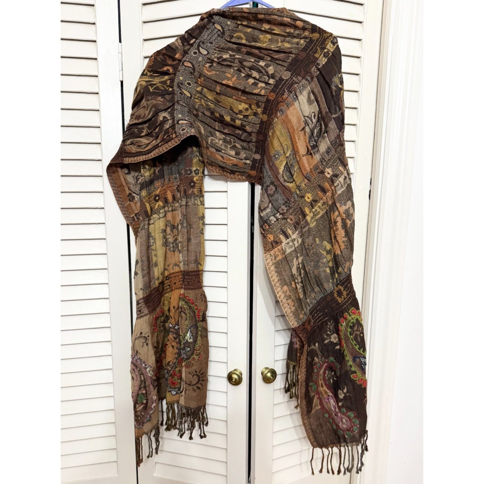 Other Stitched Accent Embroidery Yak & Sheep Wool Blend Scarf Shal Size ONE SIZE - 4 Thumbnail