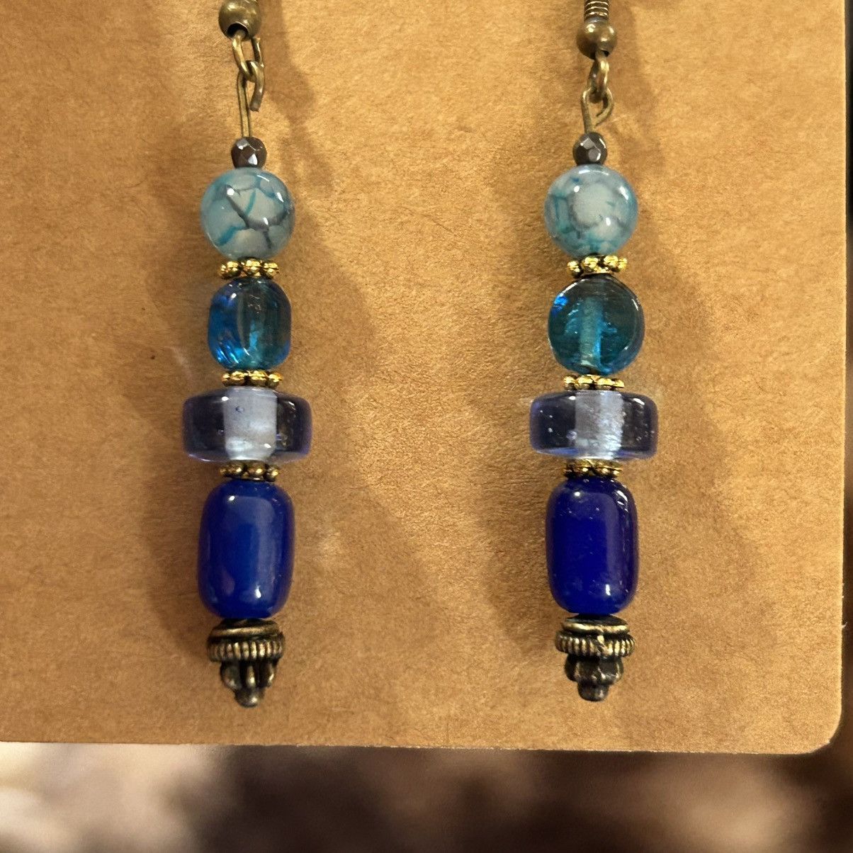 Handmade Handcrafted vintage bead cat eye glass earrings Size ONE SIZE - 3 Thumbnail