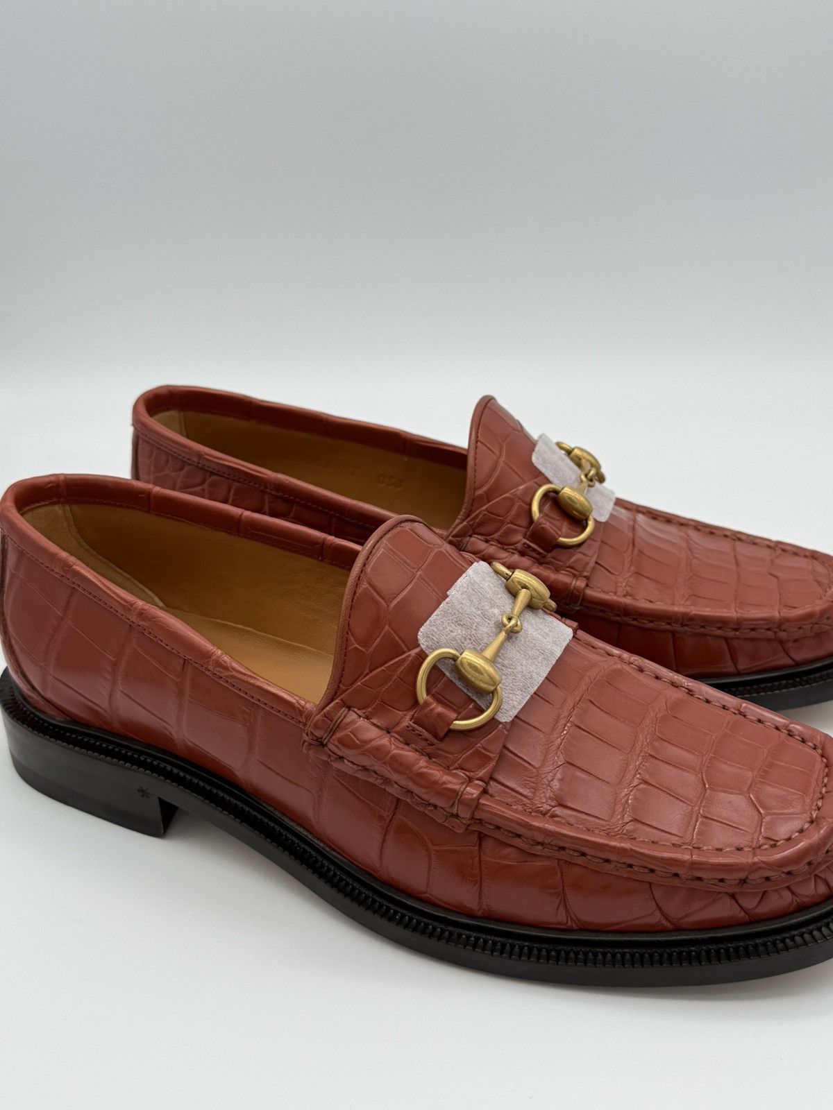 Gucci Gucci Men’s Crocodile Horsebit Loafers Amber Size 8 US NWT Size US 8 / EU 41 - 6 Thumbnail