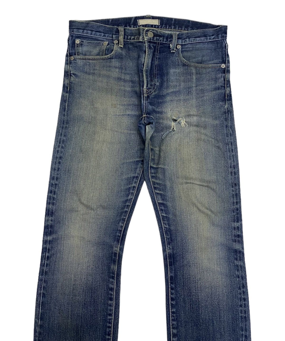Undercover × Uniqlo VINTAGE UNIQLO SELVEDGE DISTRESSED DENIM SLIM SKINNY JEANS Size US 33 - 5 Thumbnail
