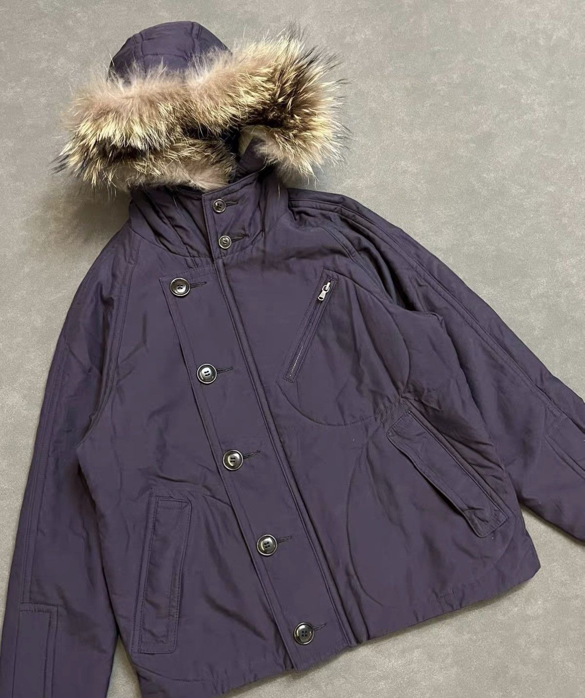 N.Hoolywood N.HOOLYWOOD Faux Fur Collar Button & Zip Padded Jacket J16 Size US M / EU 48-50 / 2 - 3 Thumbnail
