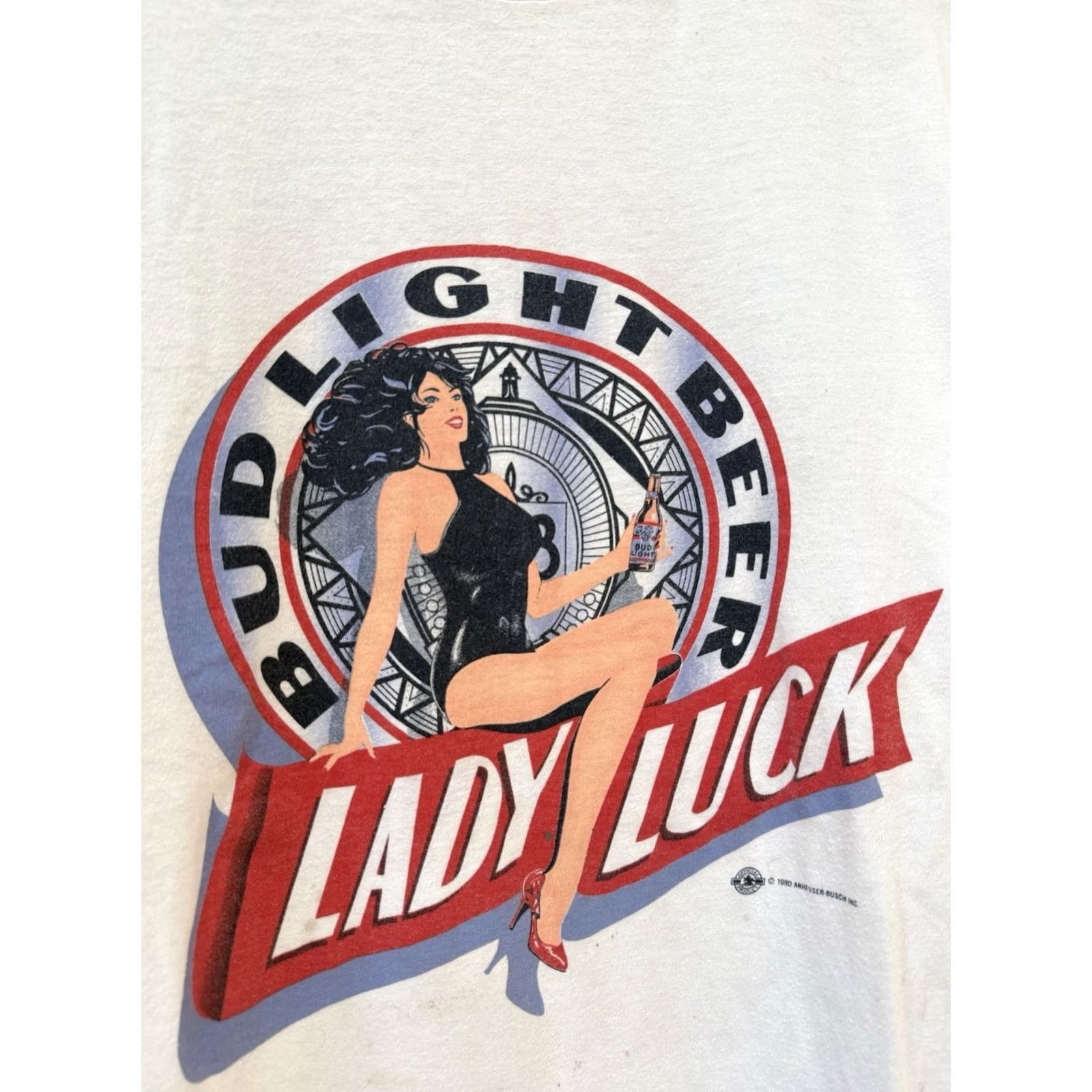 Budweiser VINTAGE Bud Light 90s Shirt XL Men’s White T-Shirt Ladies Luck Promo Beer Theme Mens Clothing Size US XL / EU 56 / 4 - 5 Thumbnail