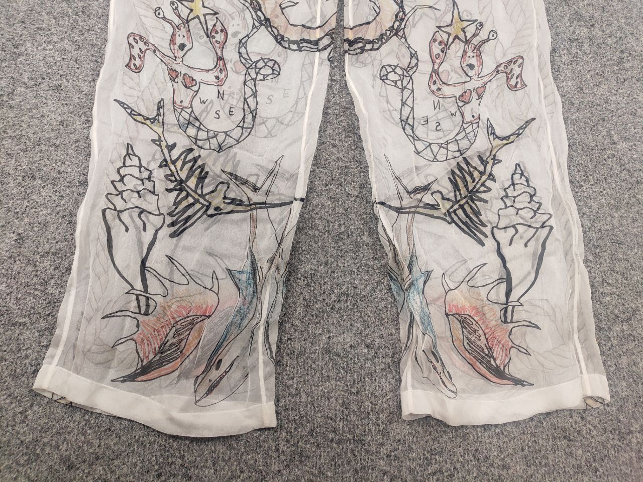 Burberry Rare Burberry By Marine Sketch Print Layered Silk Pants Size US 32 / EU 48 - 6 Thumbnail