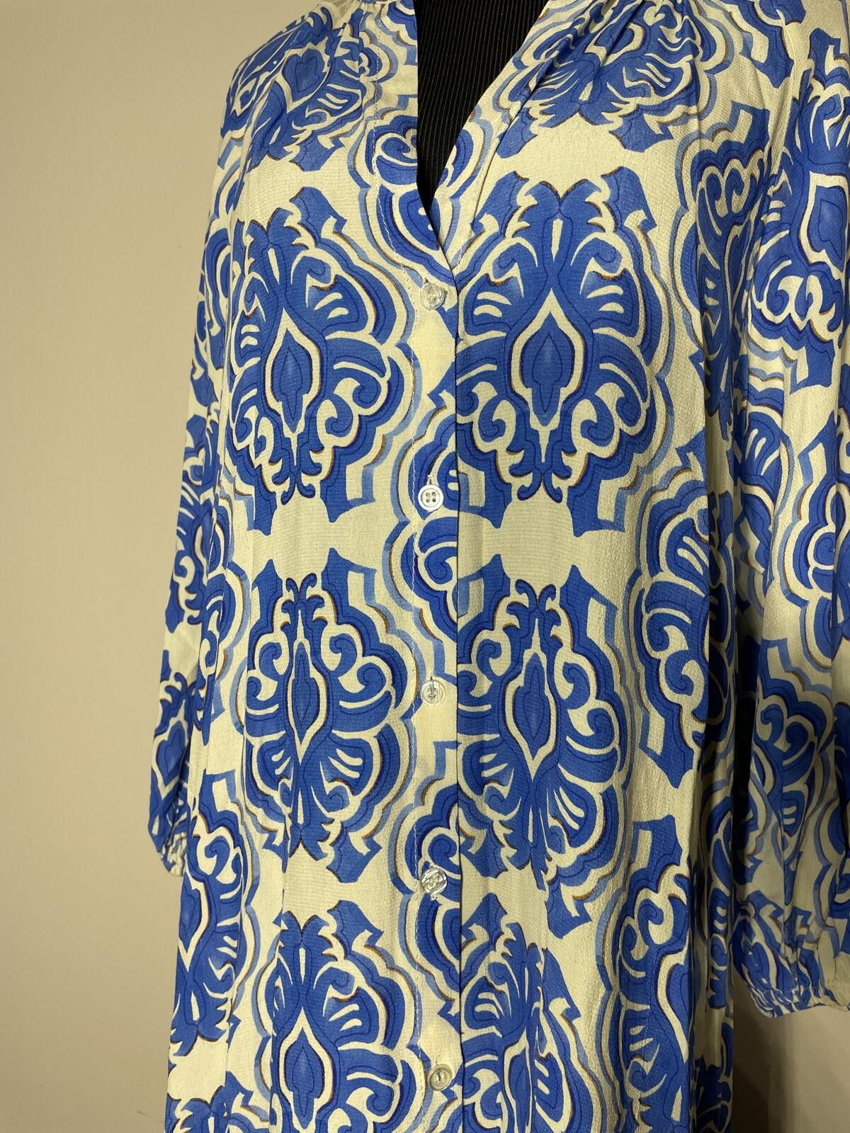 Zara Zara Blue & White Printed Midi Dress Sz S Coastal Grandma Size S / US 4 / IT 40 - 5 Thumbnail