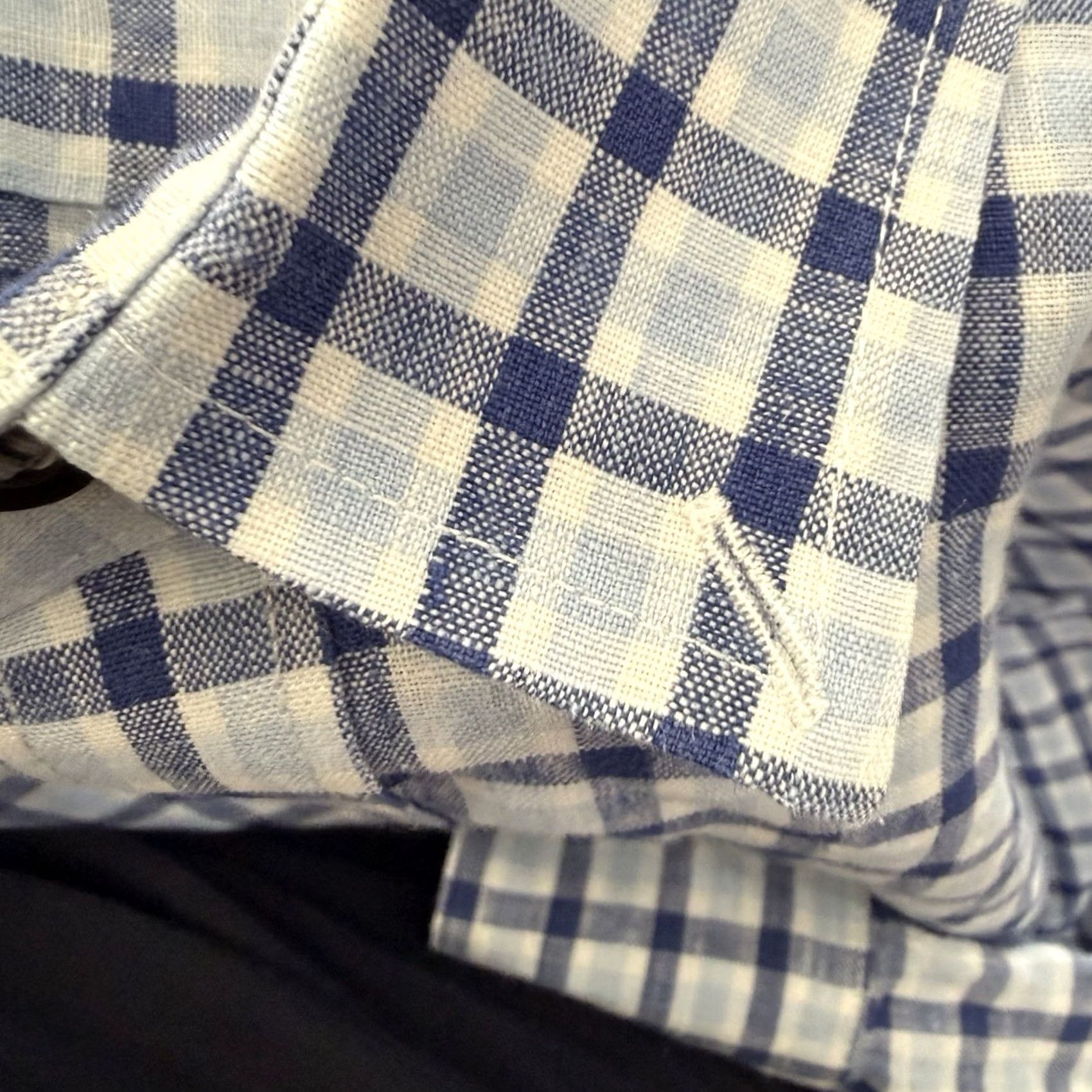 UNTUCKit UNTUCKit Mens XXL Blue Plaid Linen Button-Up Shirt Reg Fit Short Sleeve Size US XXL / EU 58 / 5 - 7 Thumbnail