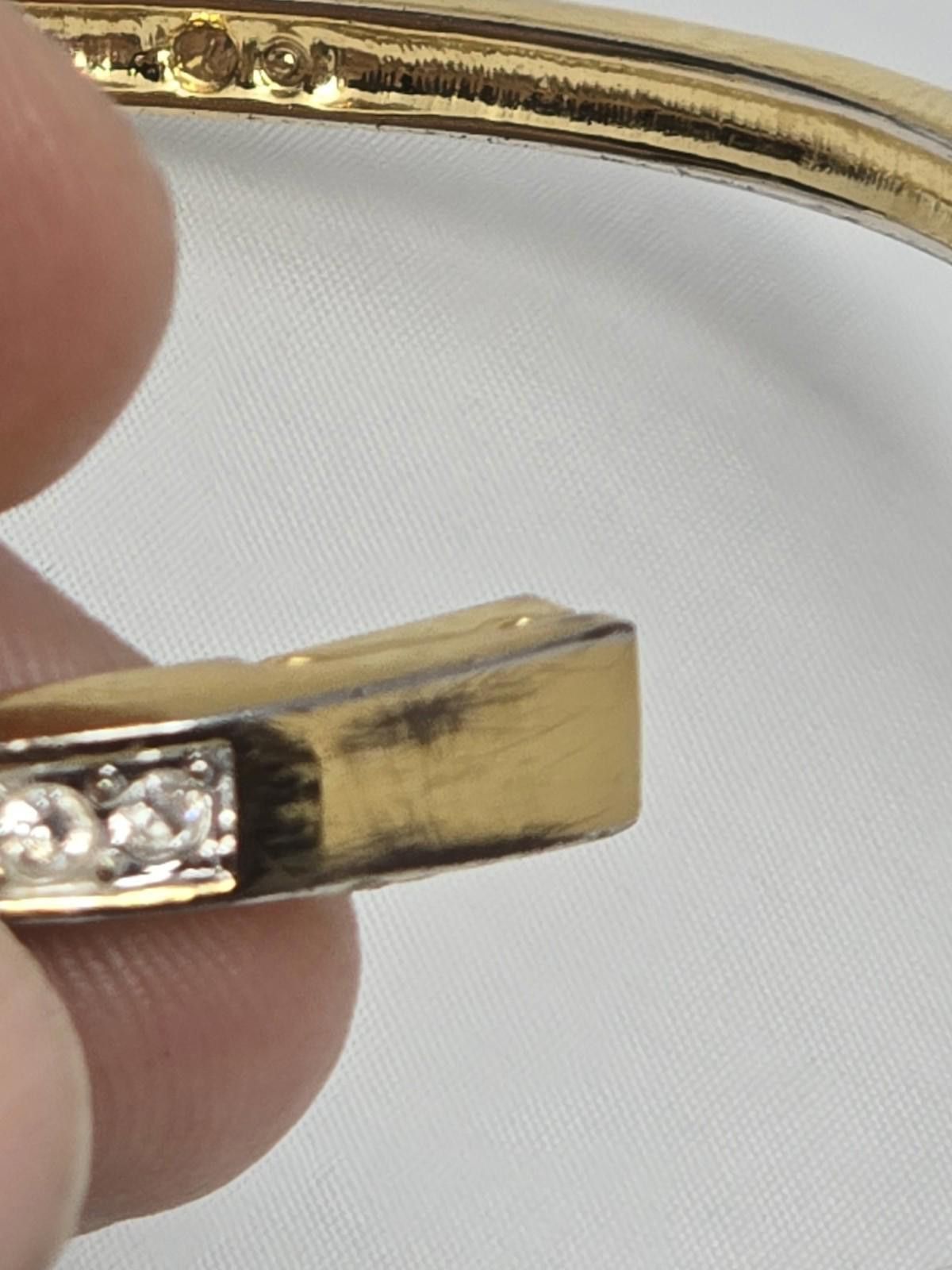 Swarovski Vintage SWAROVSKI Signed Gold-tone Hinged V Bangle w/ dangle Size ONE SIZE - 4 Thumbnail