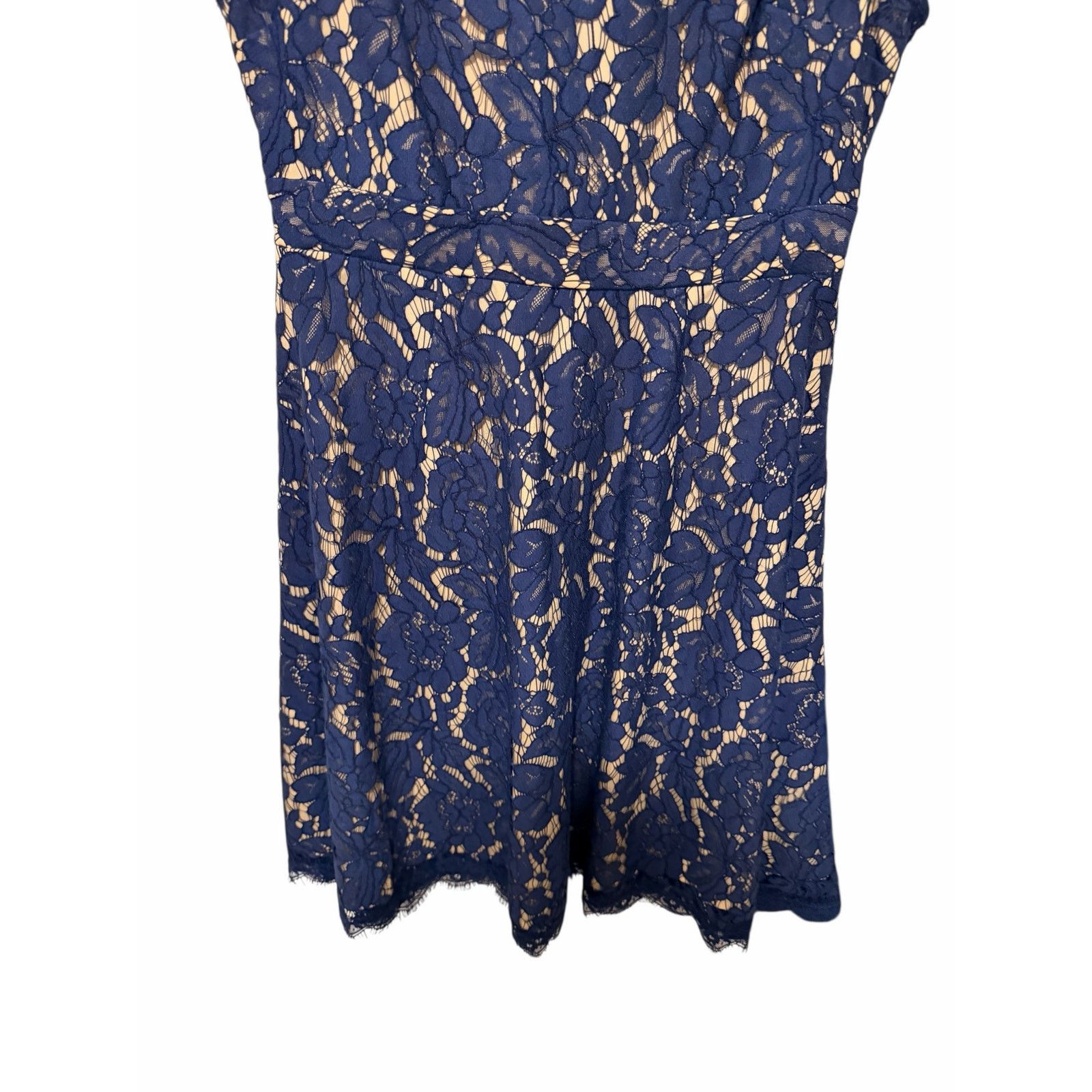 Other Darling London Blue Floral Round Neck Lace Fit Flare Dress Size M / US 6-8 / IT 42-44 - 5 Thumbnail