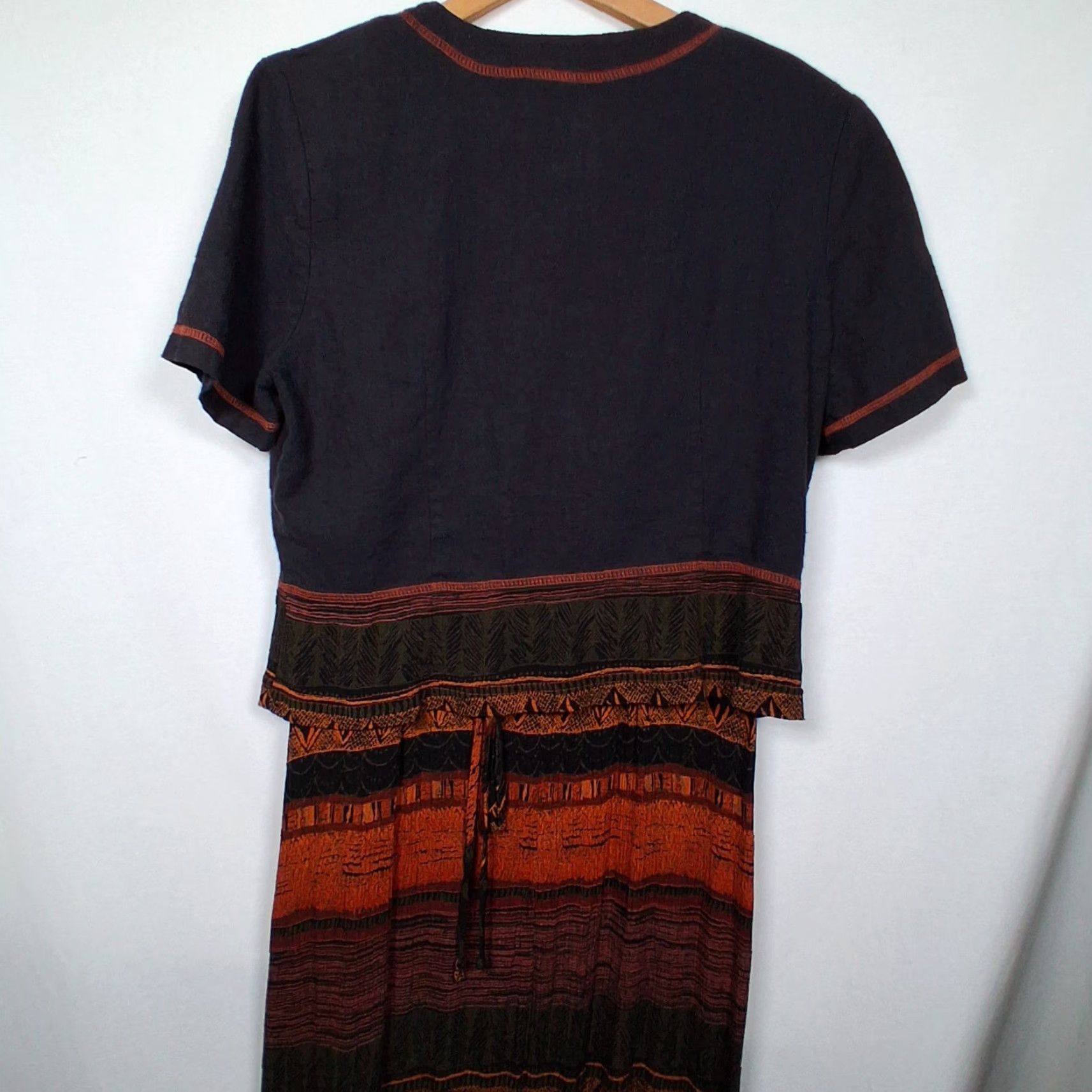 Vintage VINTAGE Nina Piccalino Maxi dress with top set 1990s Beads Crinkle Rayon Long Black 10 Womens Girls Men? Size L / US 10 / IT 46 - 6 Thumbnail