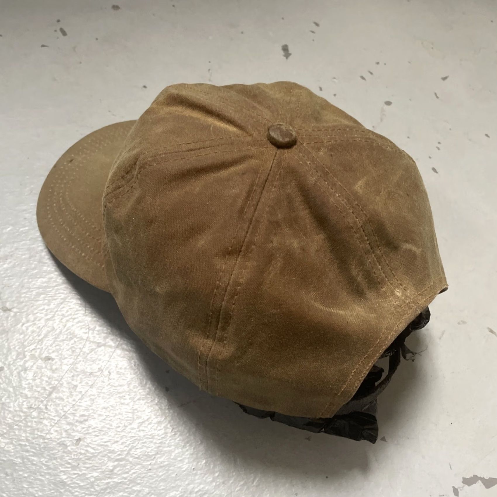 Filson VINTAGE Filson Waxed Canvas Low Profile Logger Cap Leather Strap Made USA L Baseball Cap Adjustable Tan Cotton Canvas Unisex Adults Mens Womens Size ONE SIZE - 5 Thumbnail