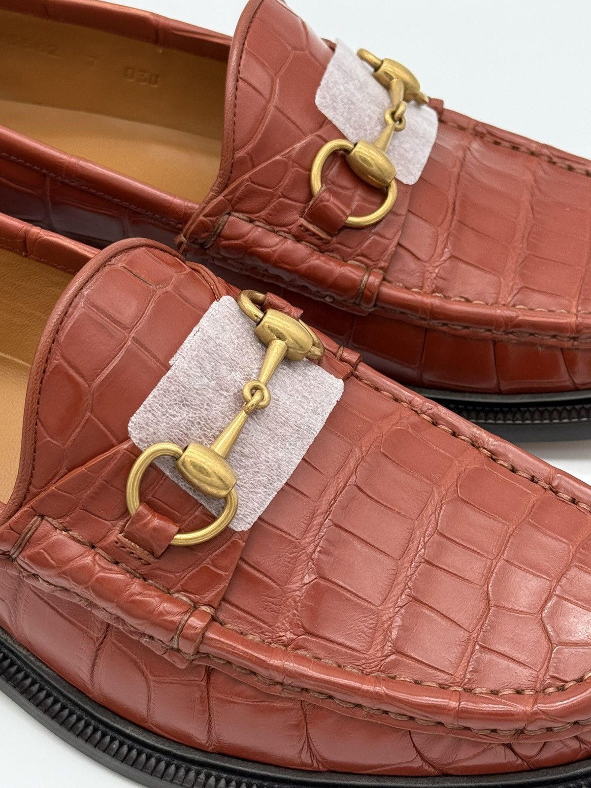 Gucci Gucci Men’s Crocodile Horsebit Loafers Amber Size 8 US NWT Size US 8 / EU 41 - 7 Thumbnail