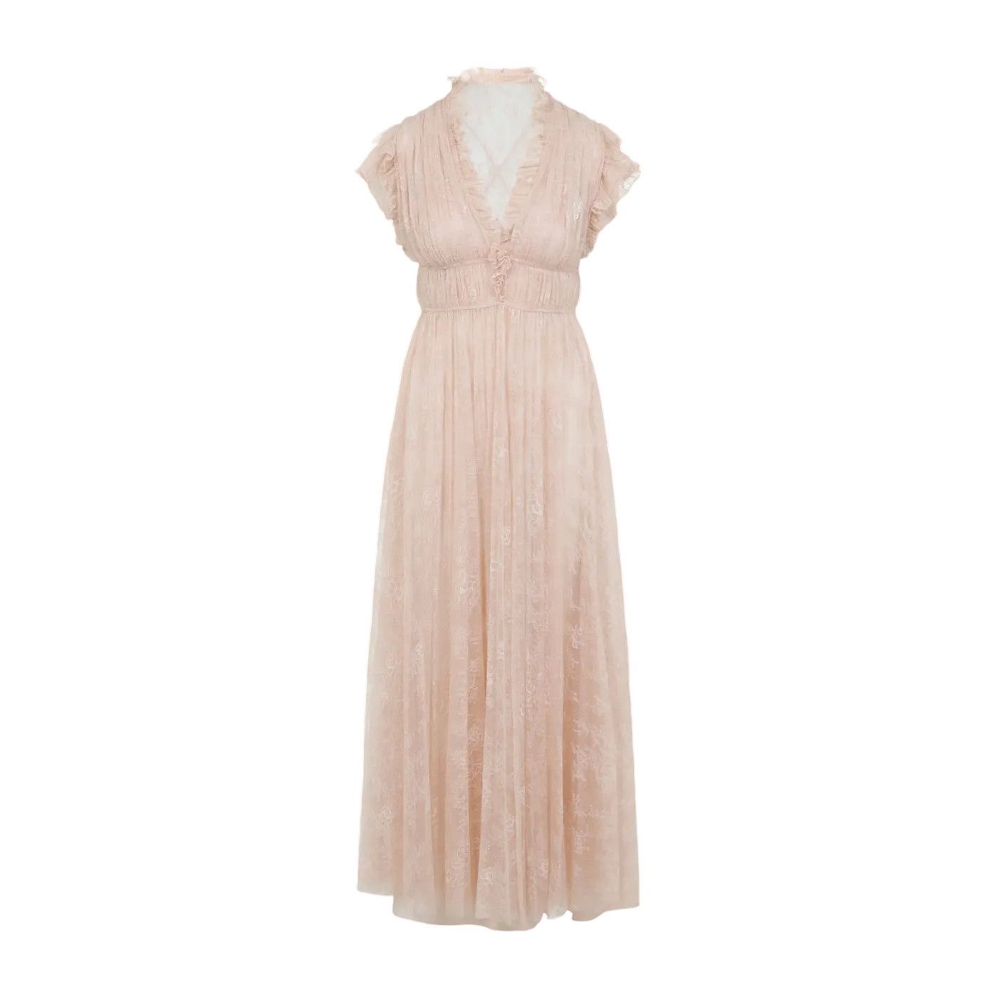 ALBERTA FERRETTI Beige Lace Long Dress New & Authentic (Wome