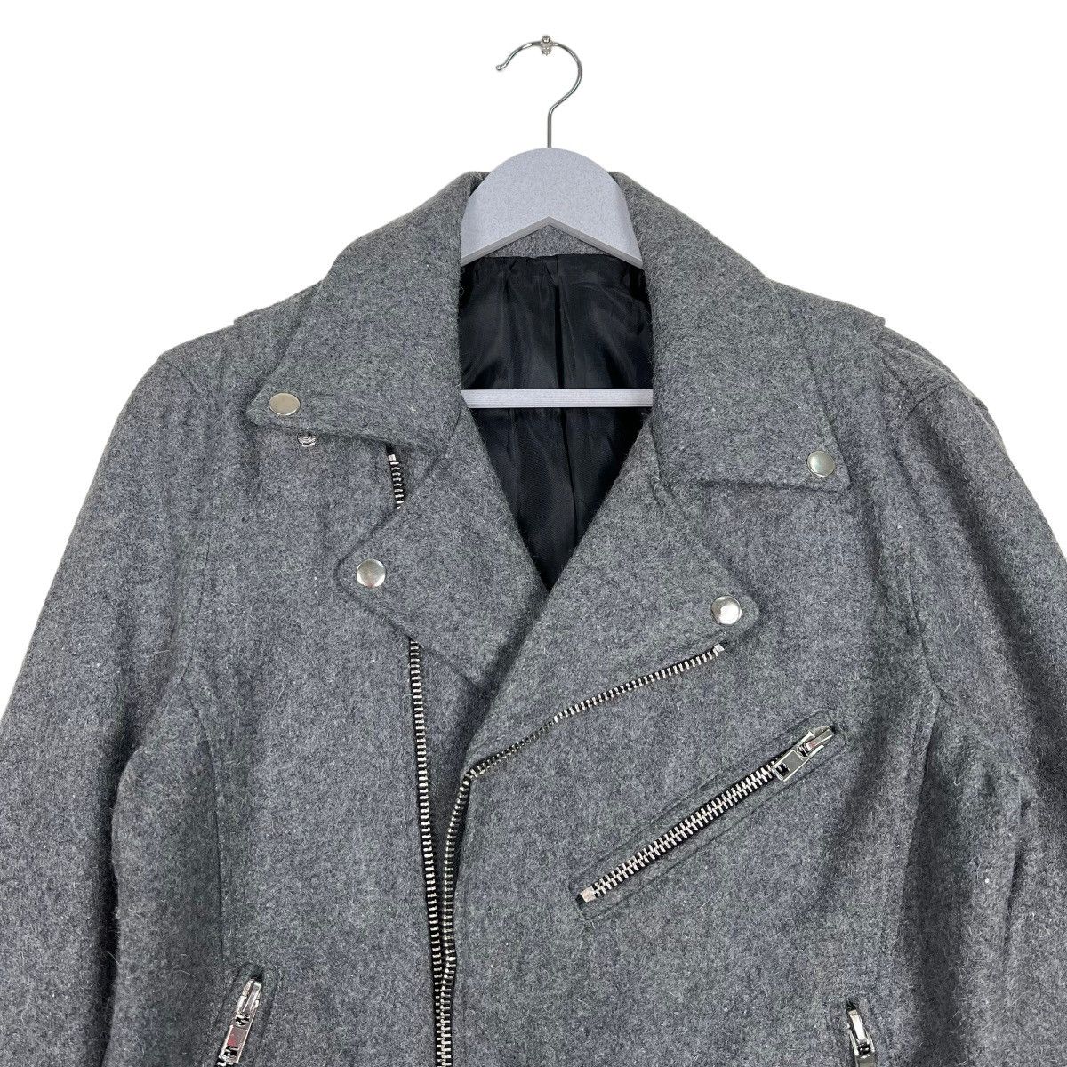 Japanese Brand 🔥 VMEN WOOL DOUBLE COLAR MOTO RIDER JACKET Size US M / EU 48-50 / 2 - 3 Thumbnail