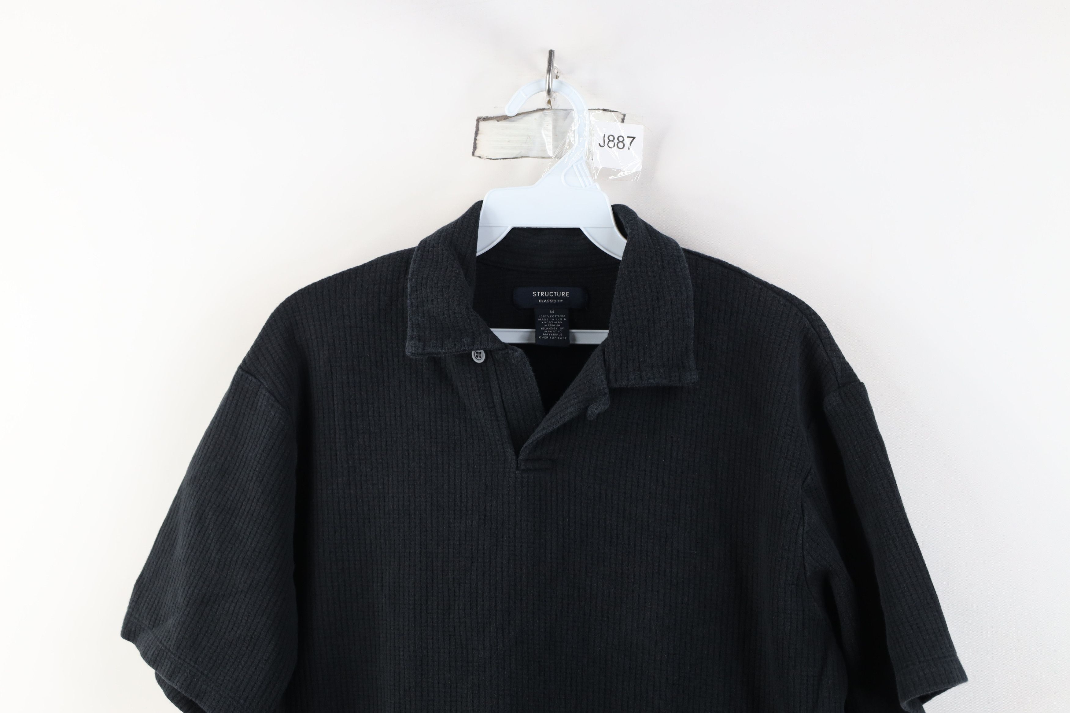 Vintage Vintage 90s Streetwear Knit Looped Collar Polo Black USA Size US M / EU 48-50 / 2 - 2 Thumbnail