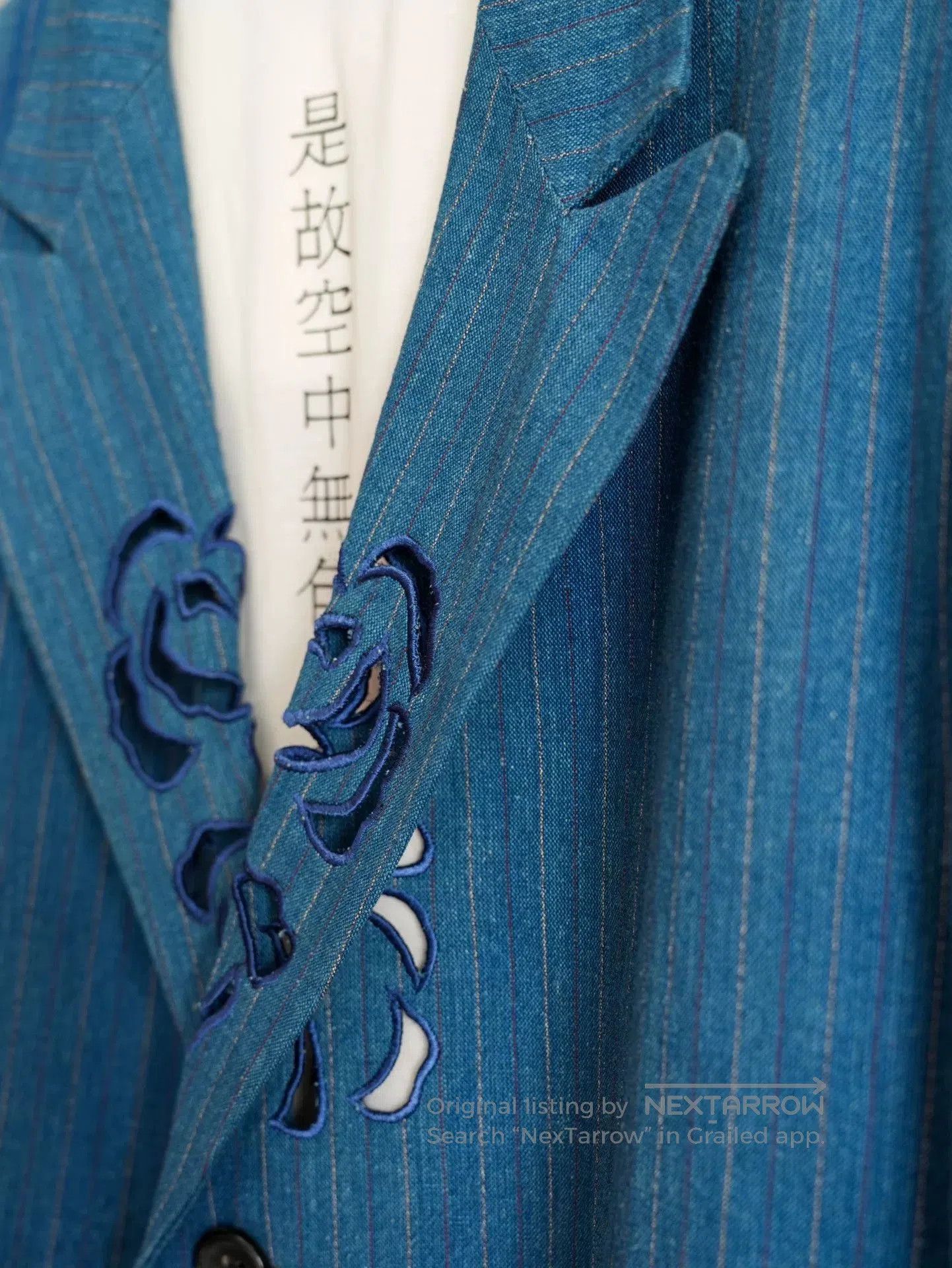 Yohji Yamamoto unique rose embroidered blue jacket. Size US M / EU 48-50 / 2 - 5 Thumbnail