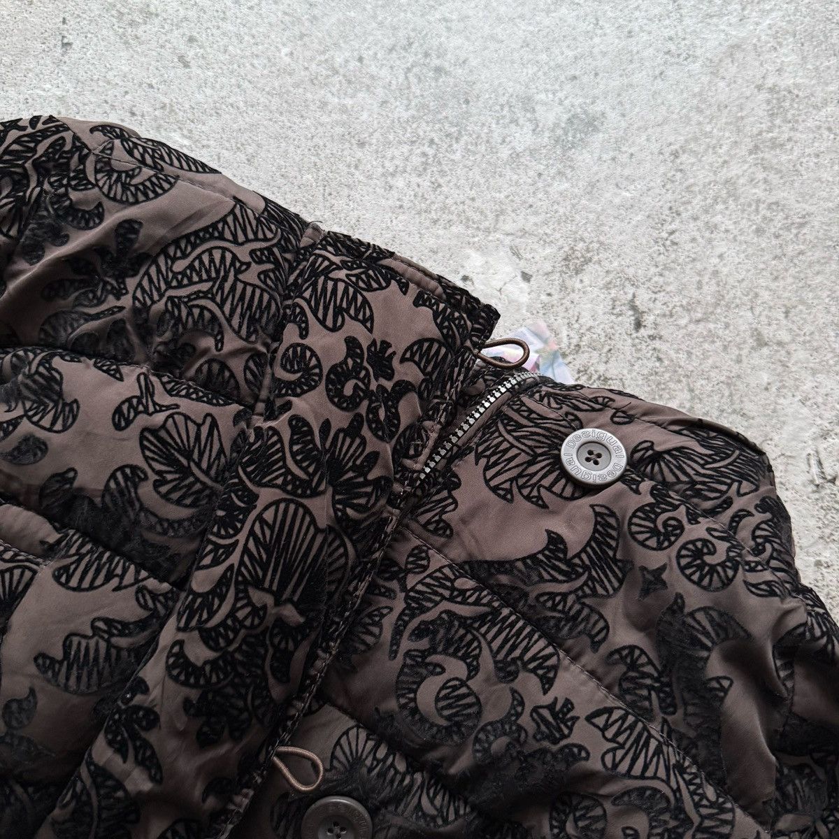 Desigual Desigual Womens Quilted Jacket Hooded Patterned Brown Casual Size S / US 4 / IT 40 - 9 Thumbnail