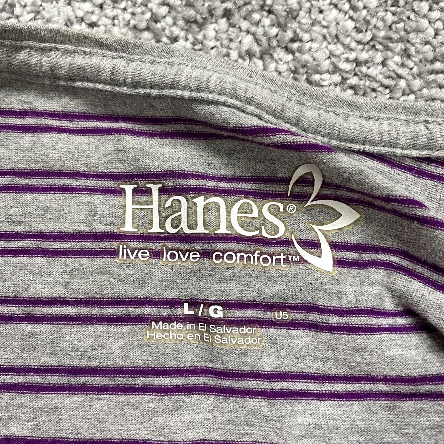 Hanes Hanes Blouse Womens Large Multicolor Striped Casual Long Sleeve Round Neck Top Size L / US 10 / IT 46 - 4 Thumbnail